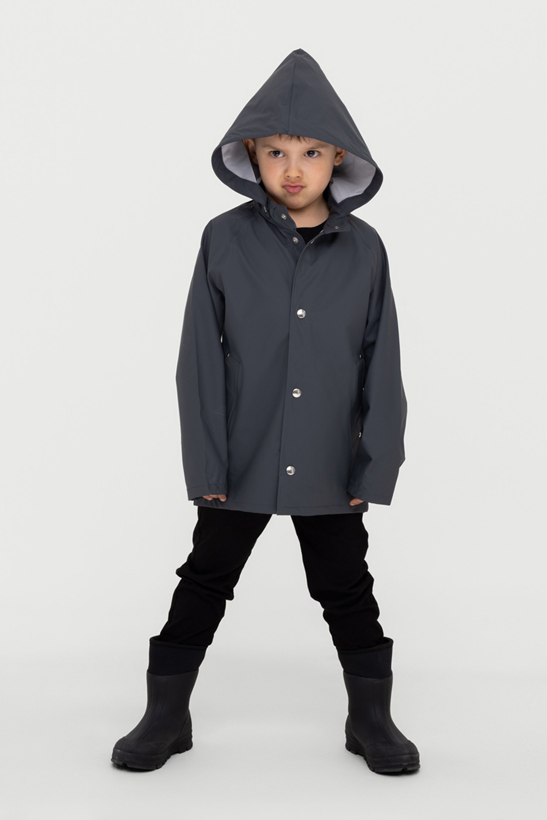 stutterheim mini lightweight kids raincoat charcoal jackets