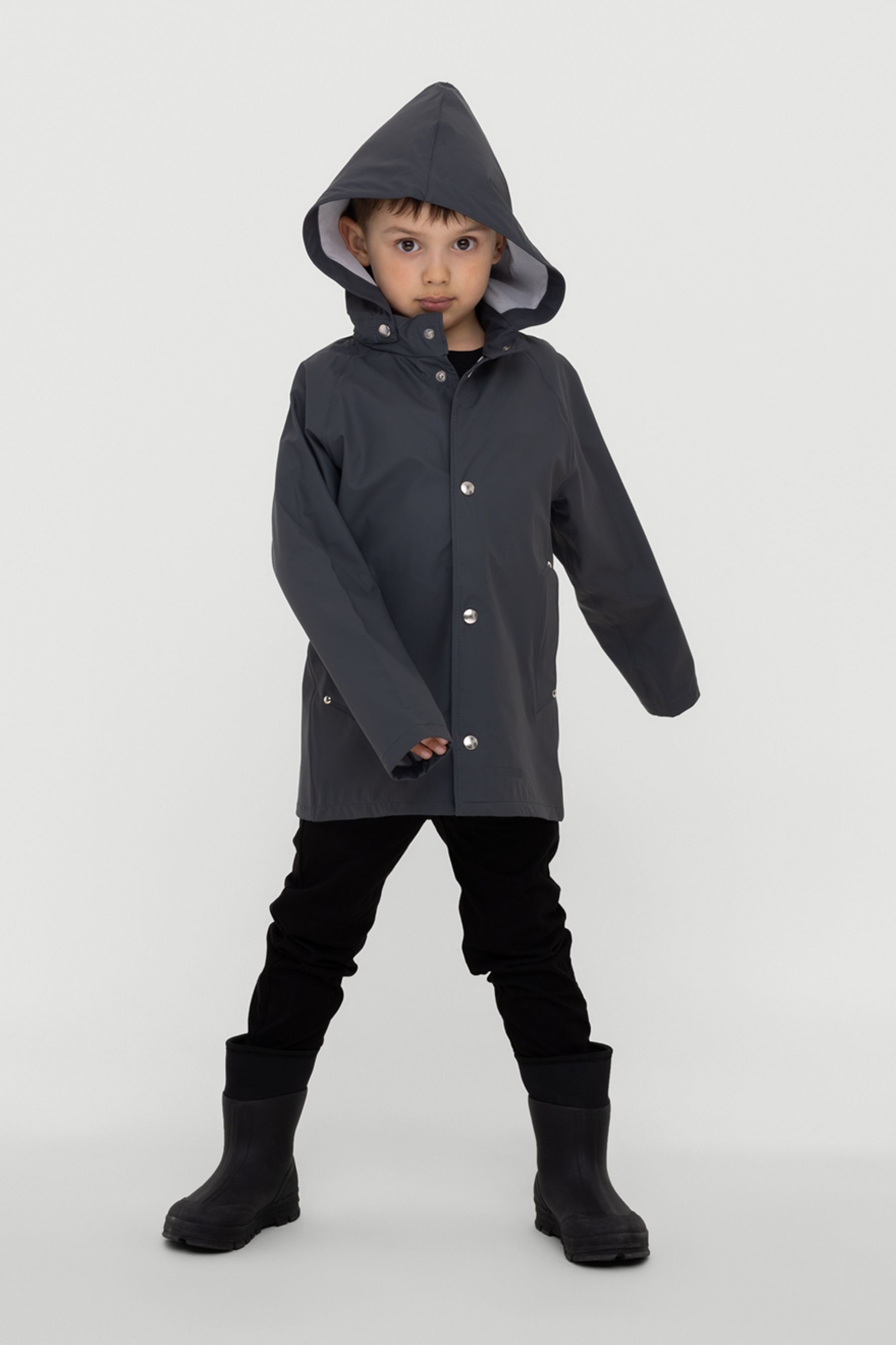 stutterheim mini lightweight kids raincoat charcoal jackets