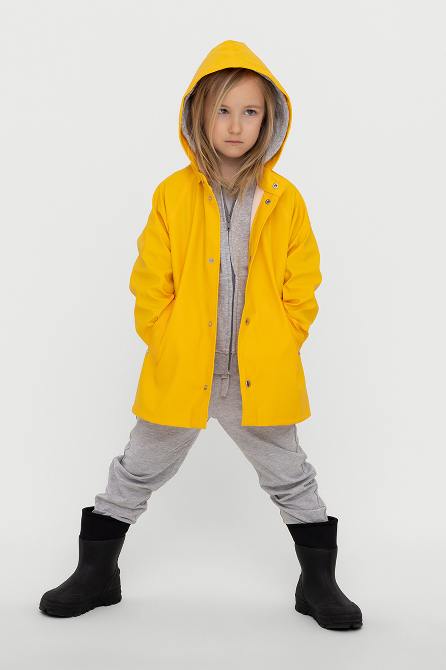 stutterheim mini kids raincoat yellow jackets