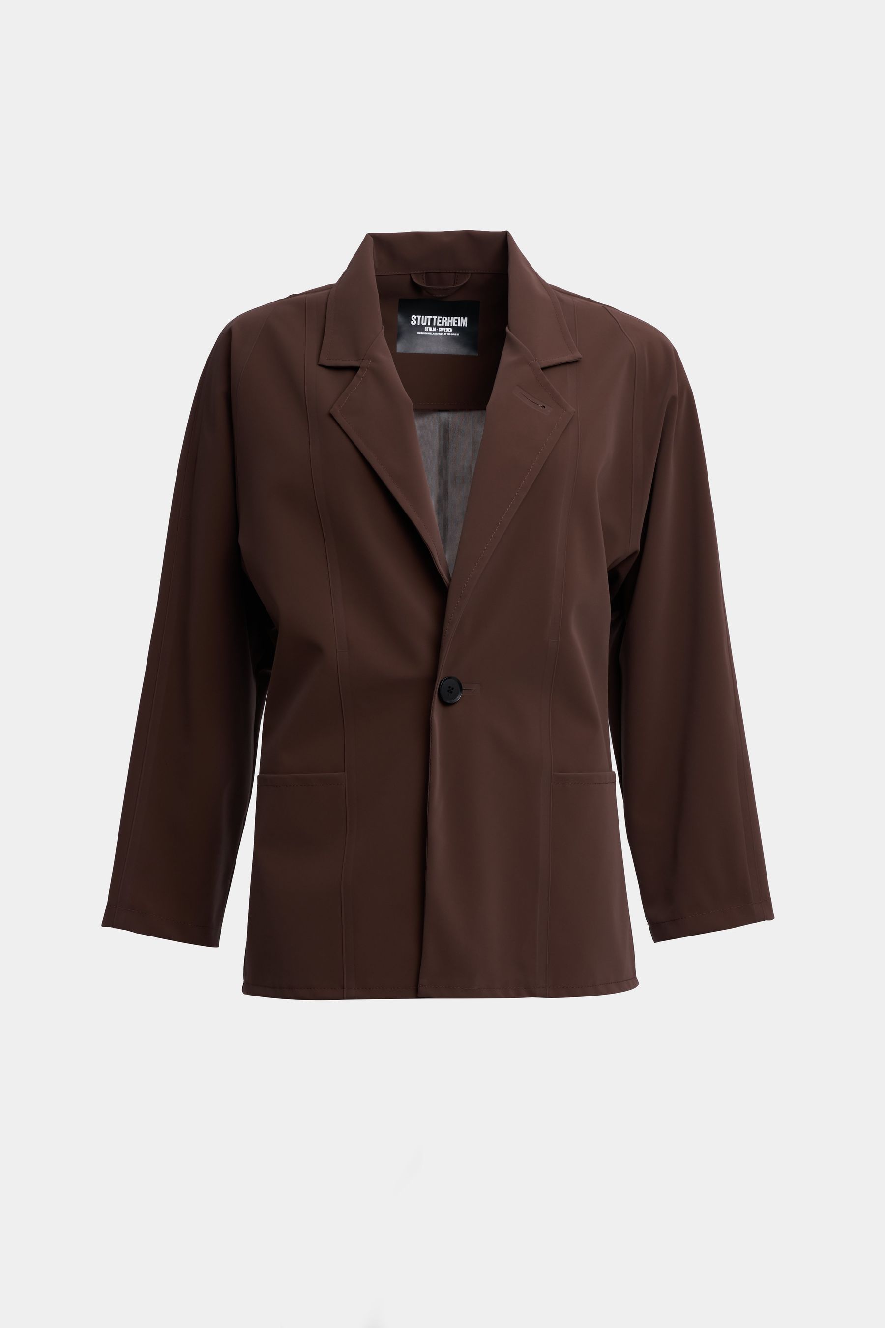 stutterheim moberg matte blazer dark brown women jackets