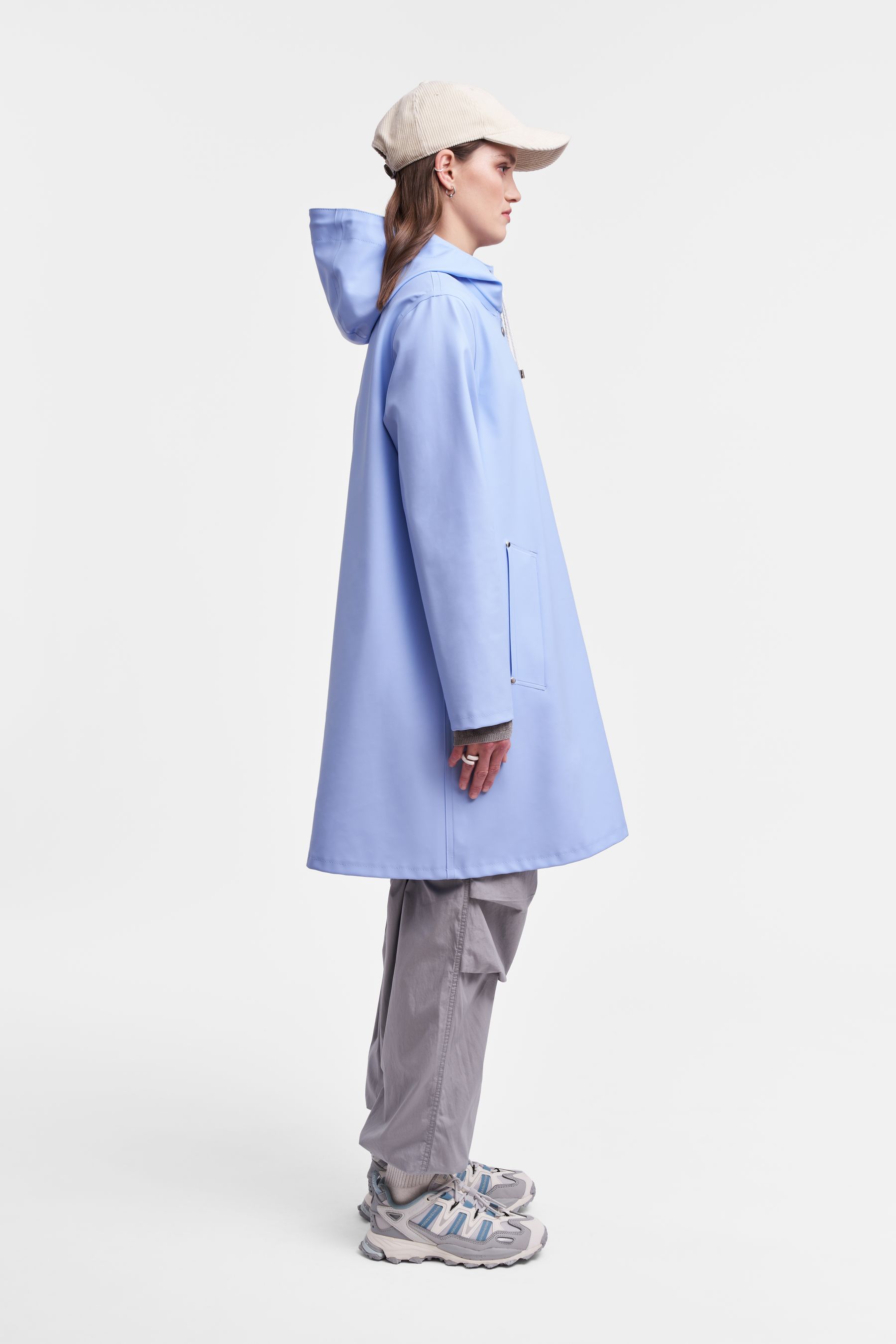 stutterheim mosebacke raincoat light blue women jackets raincoats