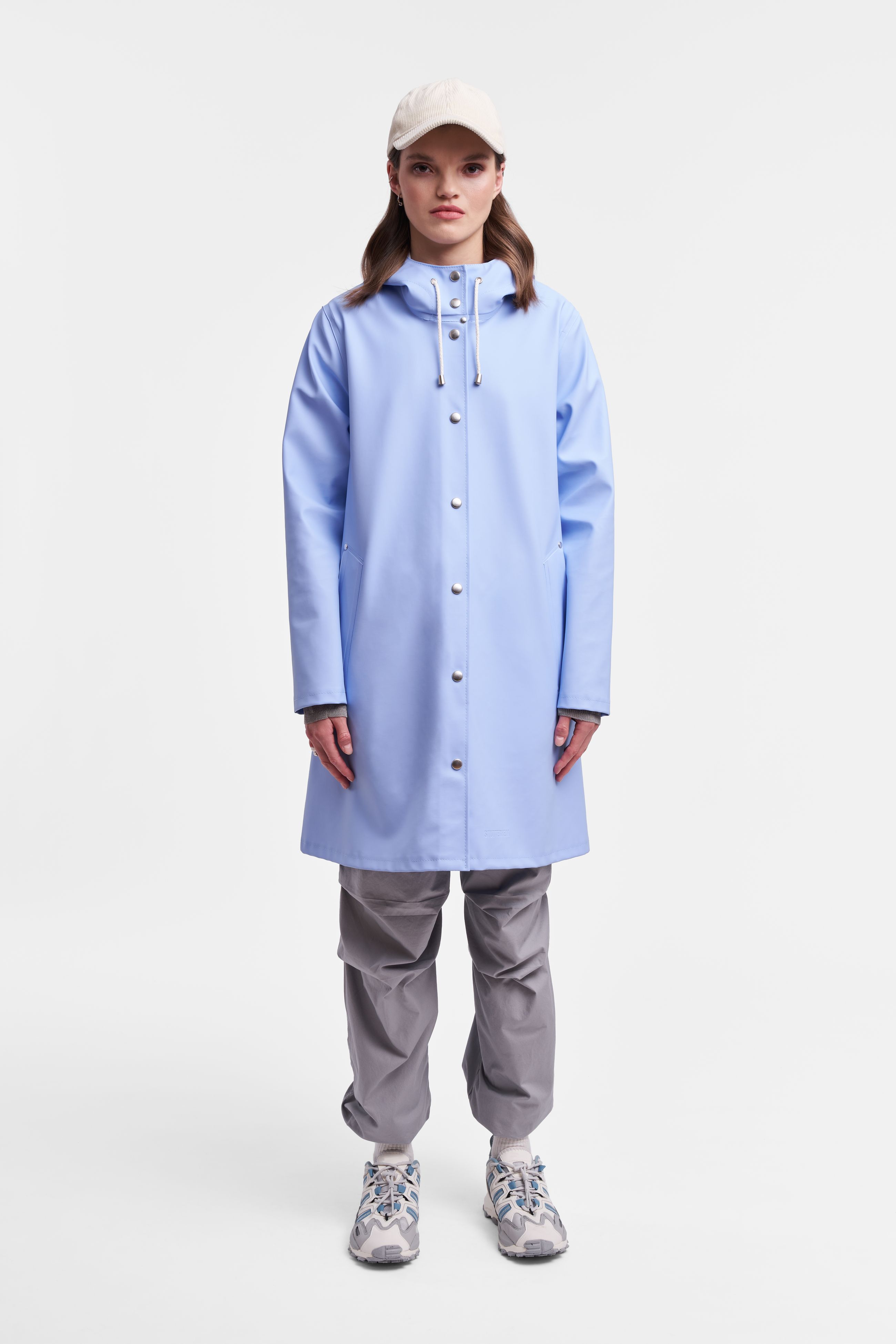 stutterheim mosebacke raincoat light blue women jackets raincoats