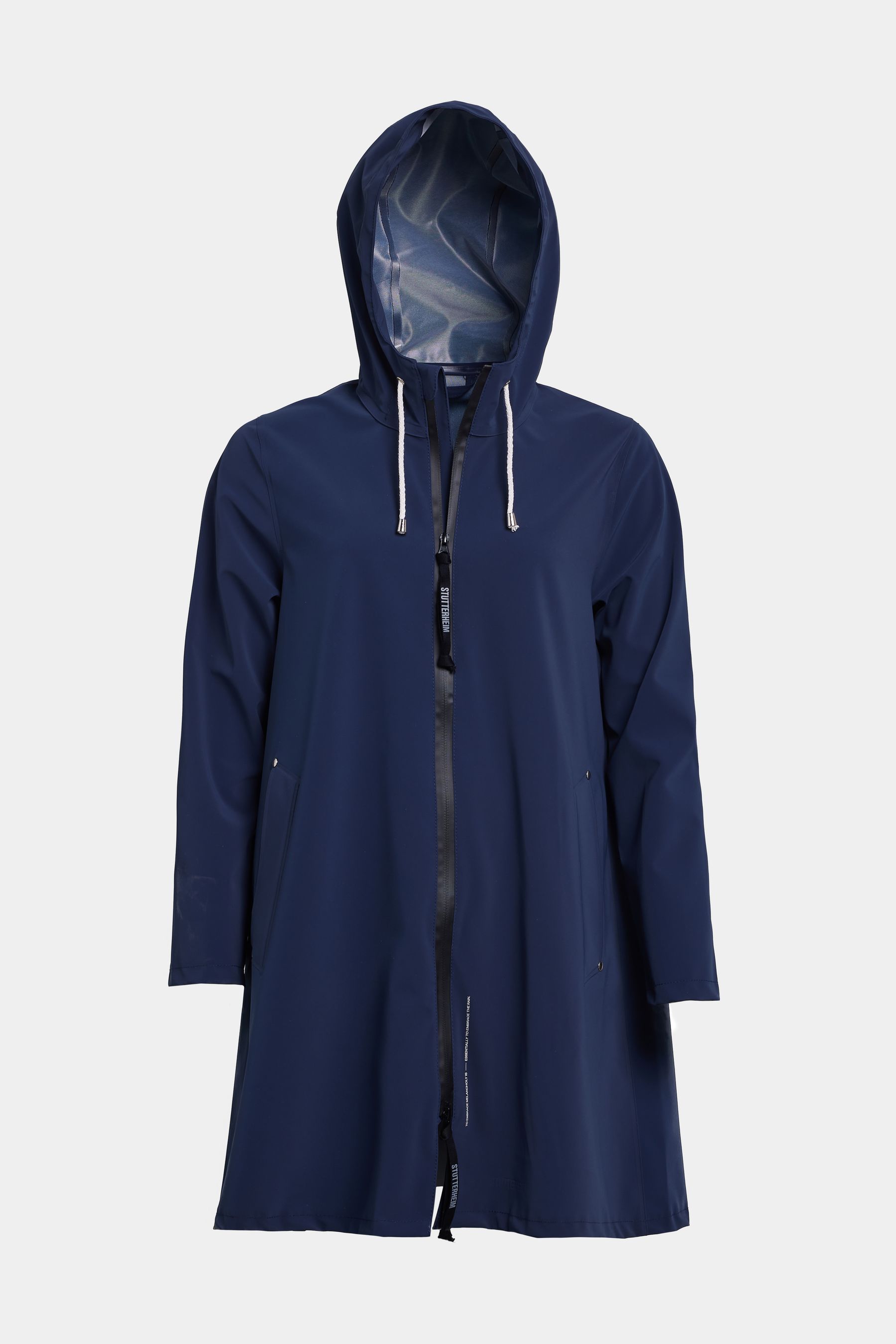 stutterheim mosebacke lightweight matte zip raincoat navy women jackets raincoats
