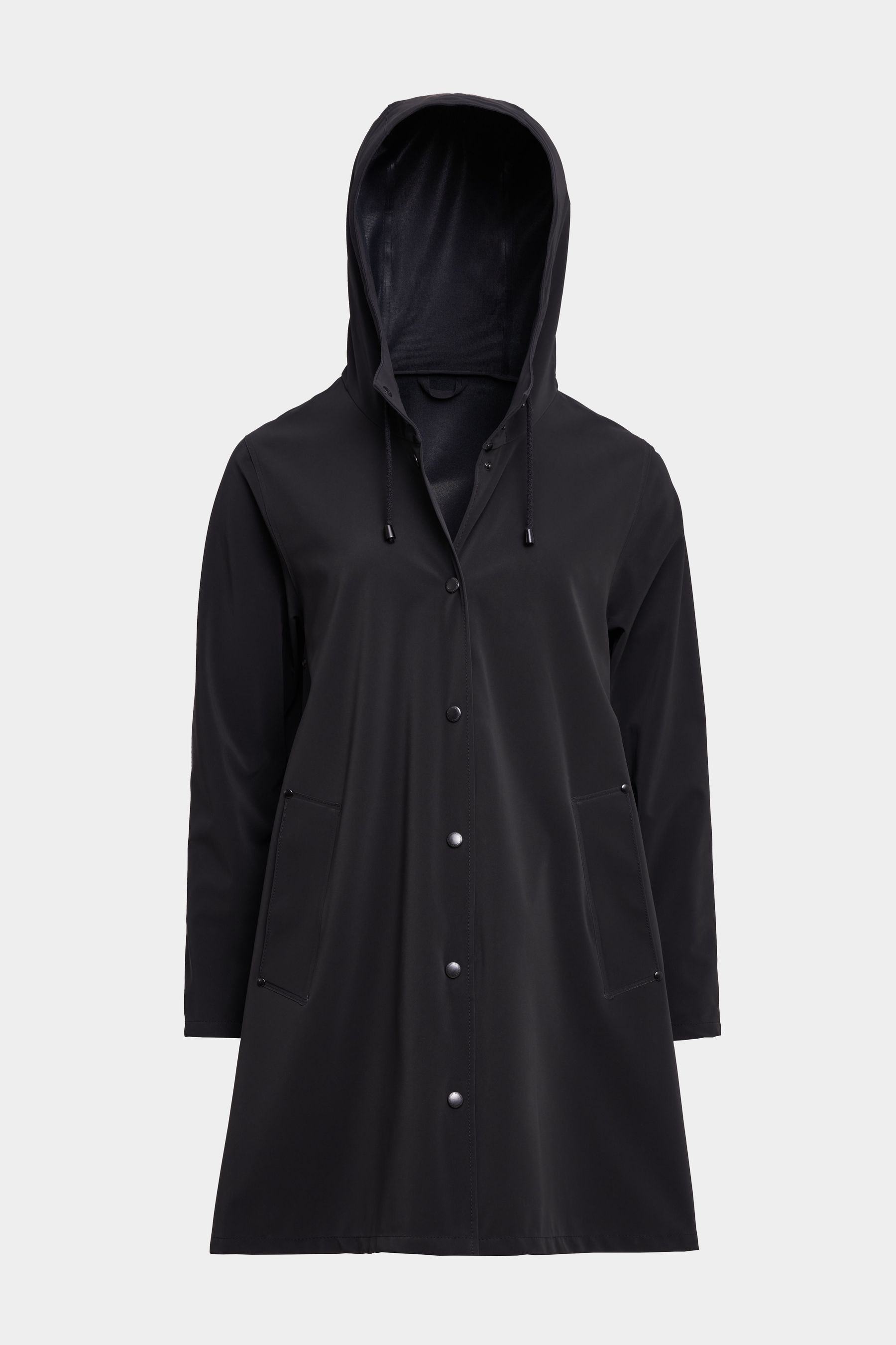stutterheim mosebacke lightweight matte raincoat black women jackets raincoats