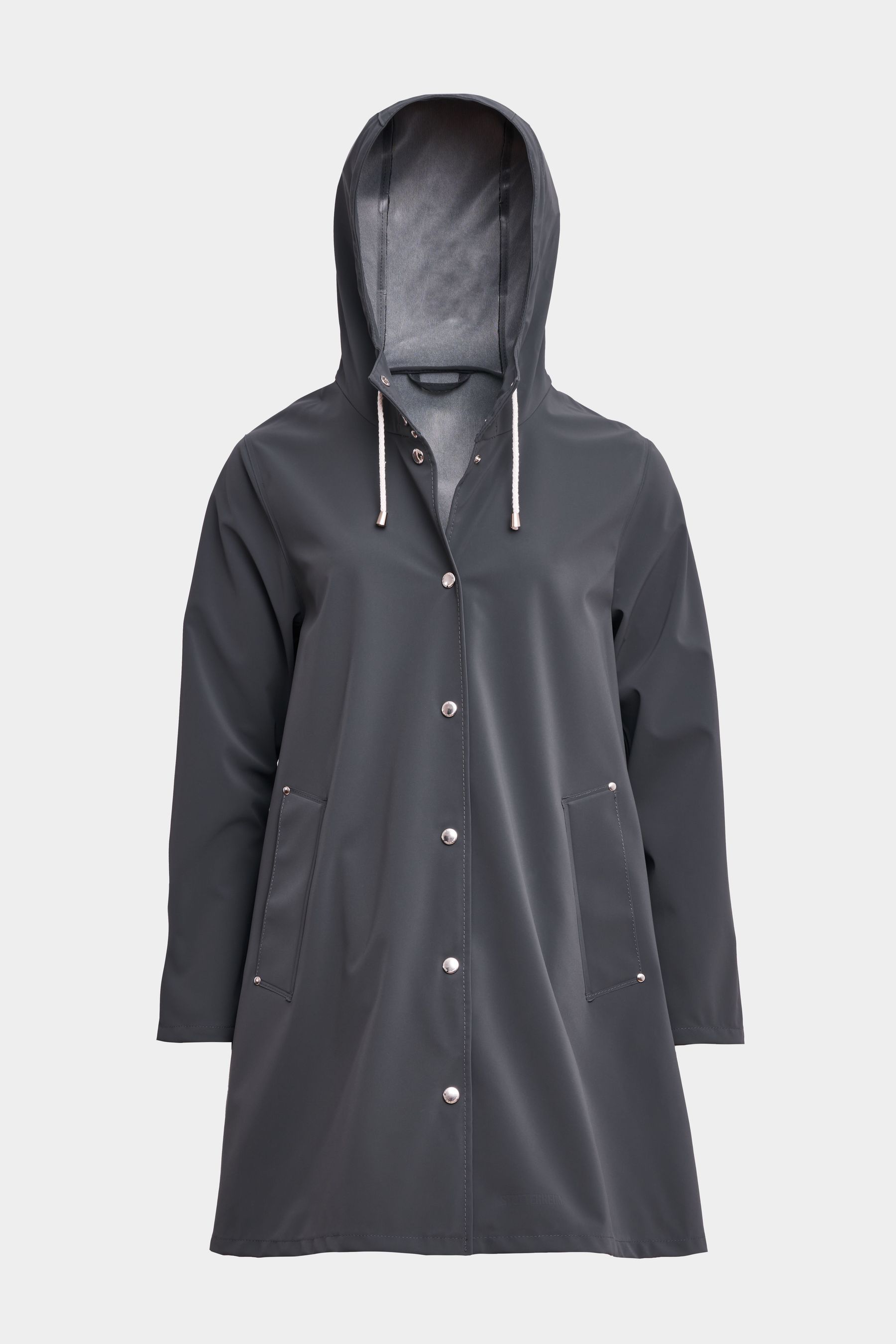 stutterheim mosebacke lightweight matte raincoat charcoal women jackets raincoats