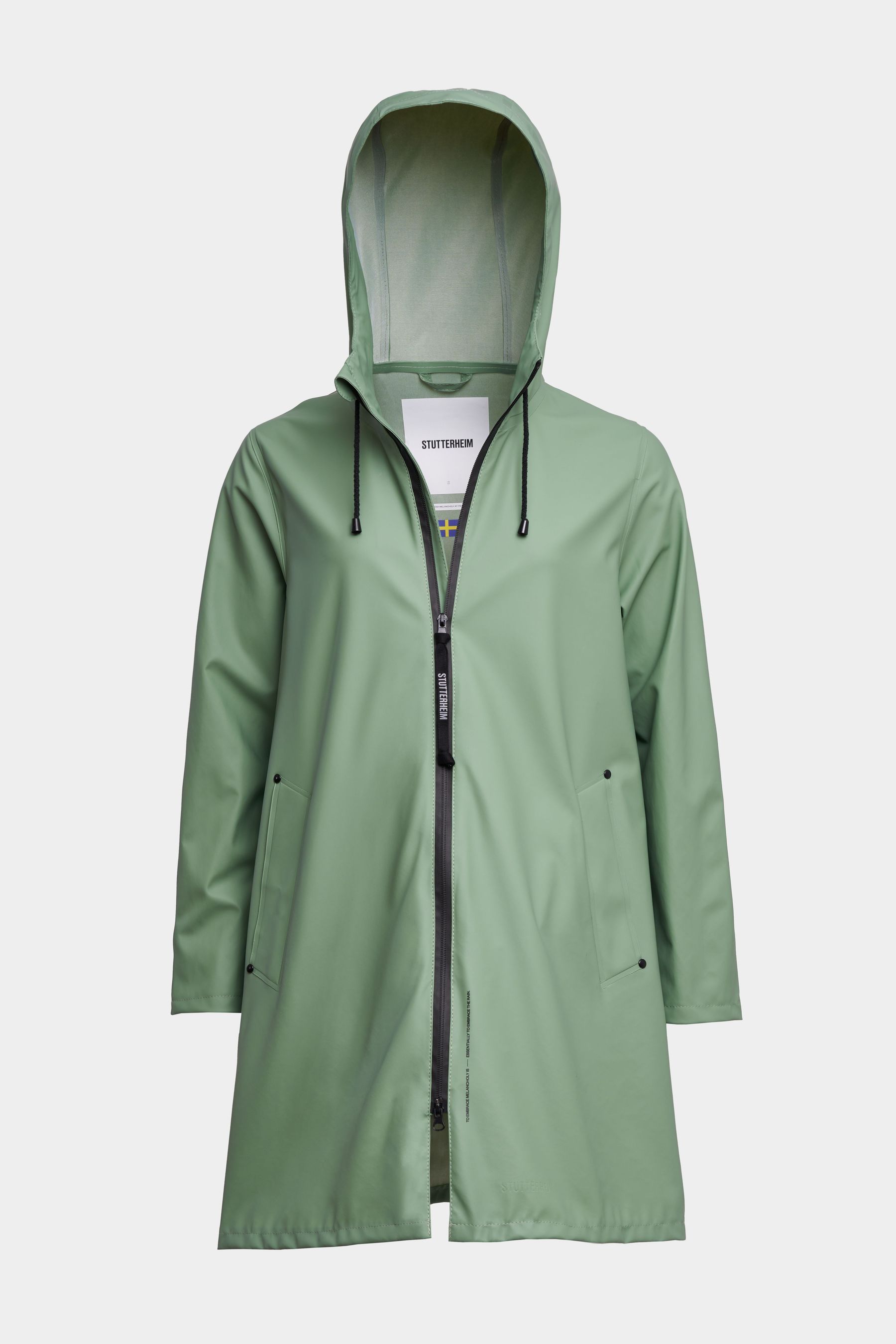 stutterheim mosebacke lightweight zip raincoat loden green women jackets raincoats