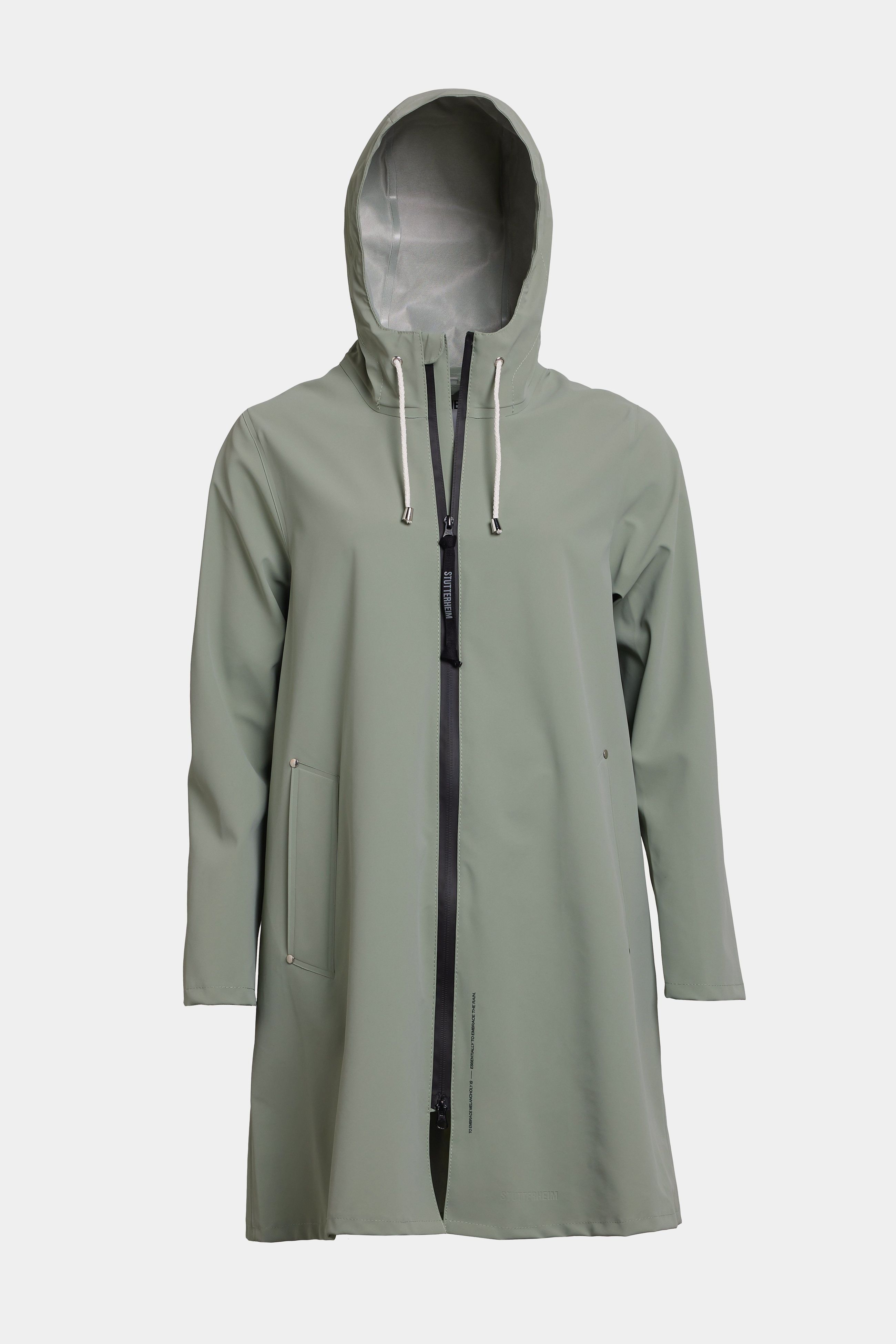 Stutterheim Mosebacke Lightweight Zip Matte Raincoat In Comet