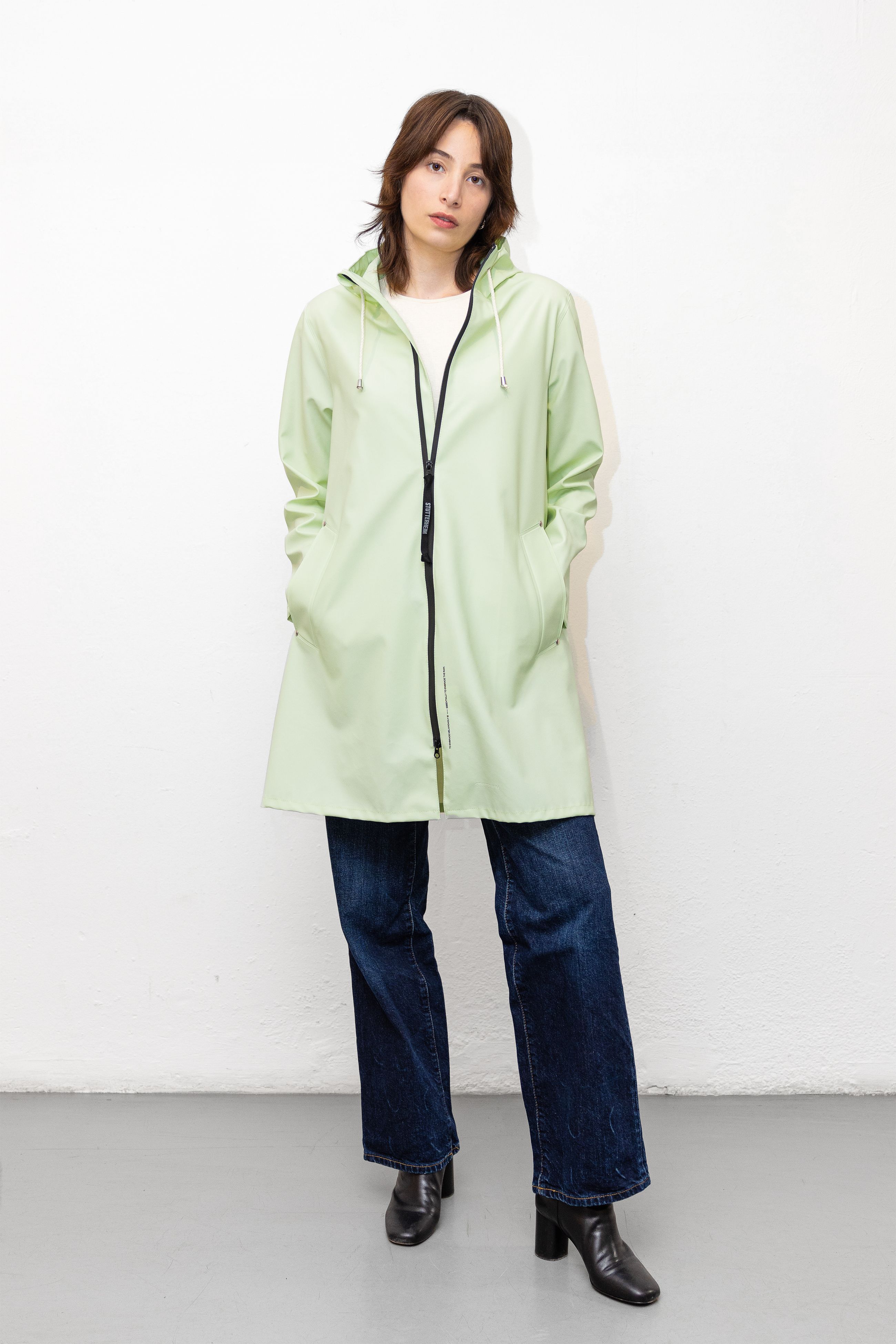 stutterheim mosebacke lightweight zip raincoat seafoam green women jackets