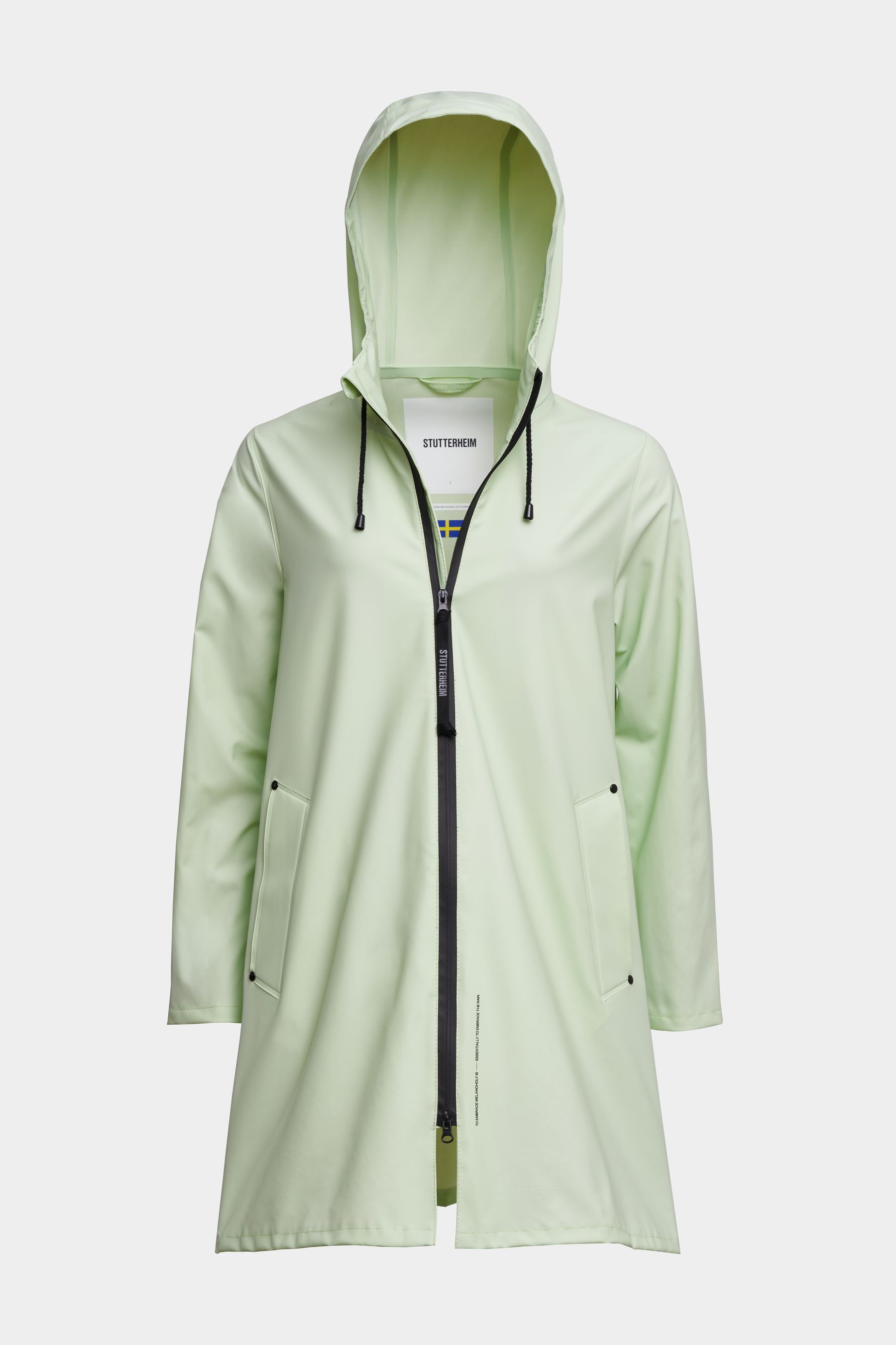 stutterheim mosebacke lightweight zip raincoat seafoam green women jackets raincoats