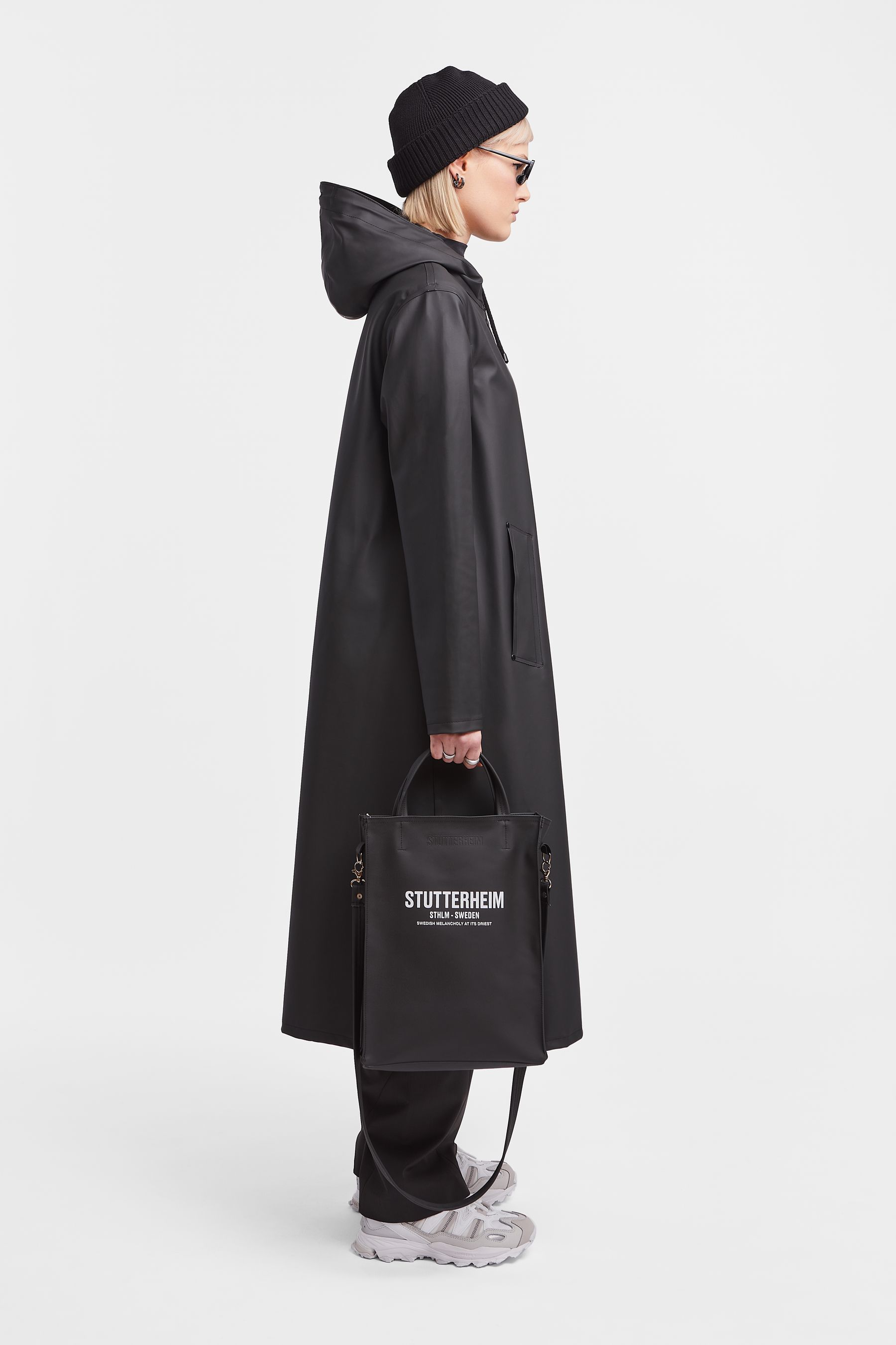 stutterheim mosebacke long raincoat black women jackets raincoats