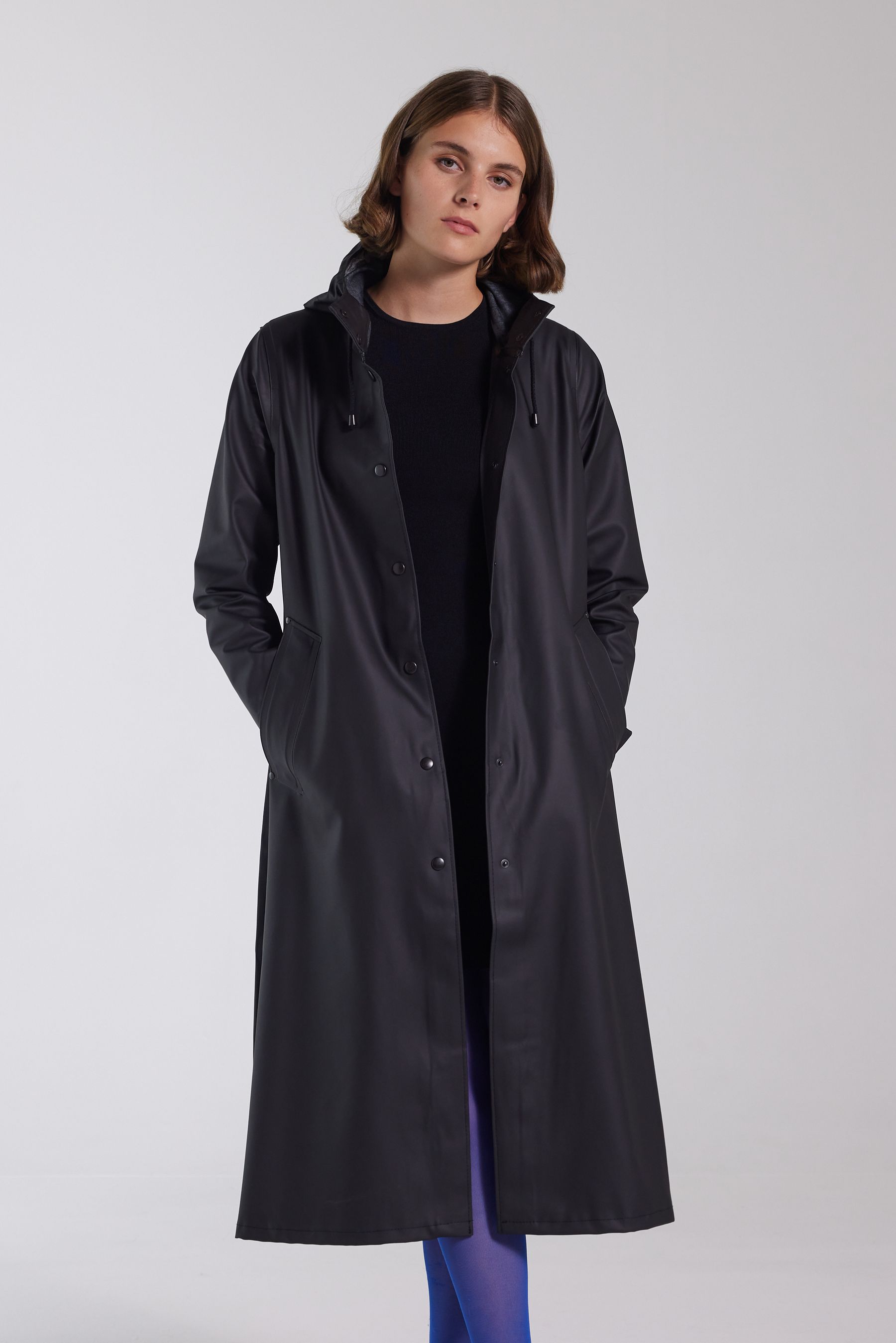 stutterheim mosebacke long raincoat black women jackets raincoats