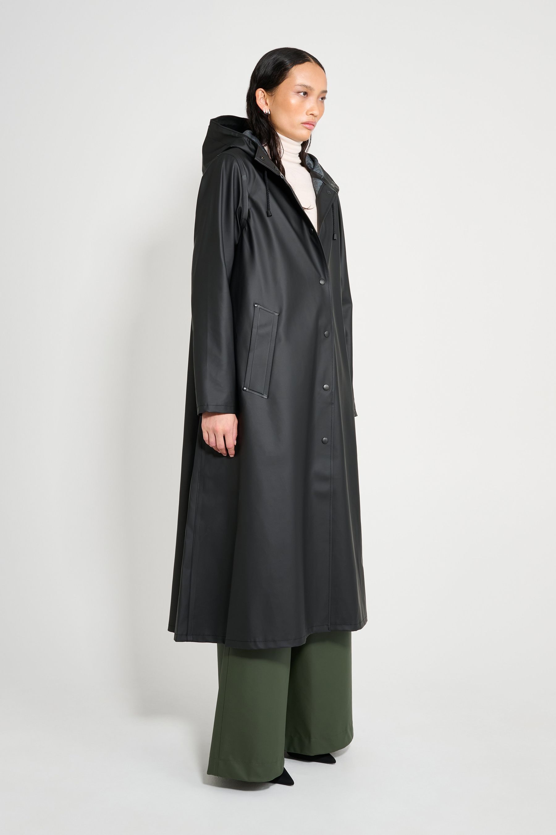 stutterheim mosebacke long raincoat black women jackets raincoats