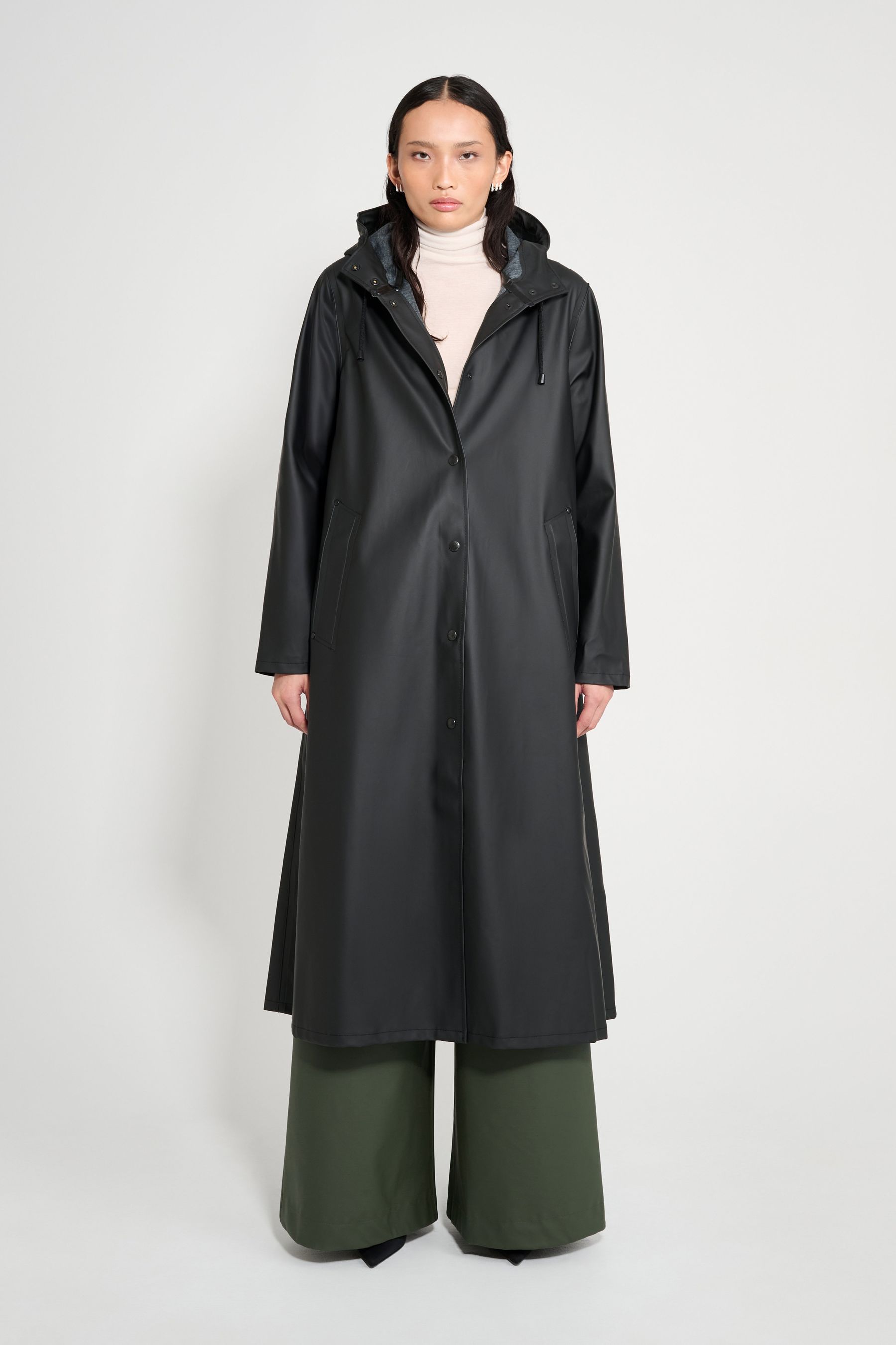 stutterheim mosebacke long raincoat black women jackets raincoats