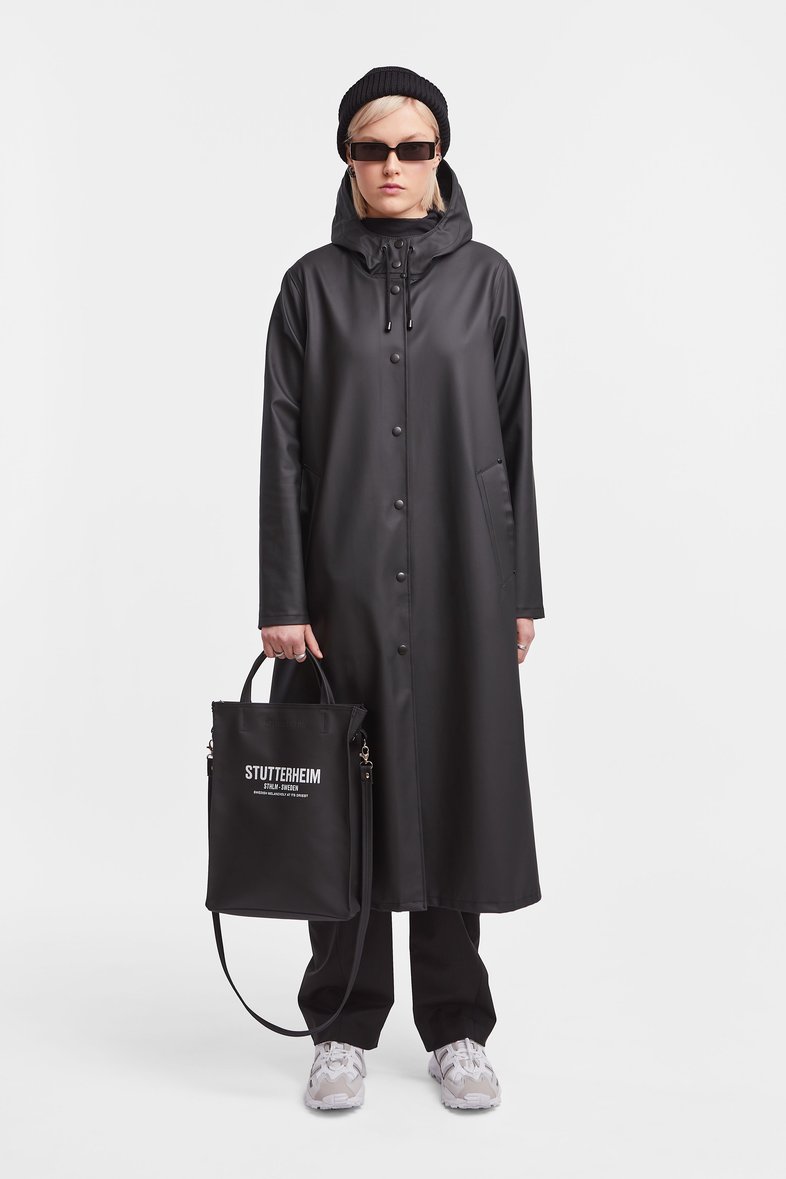 stutterheim mosebacke long raincoat black women jackets raincoats