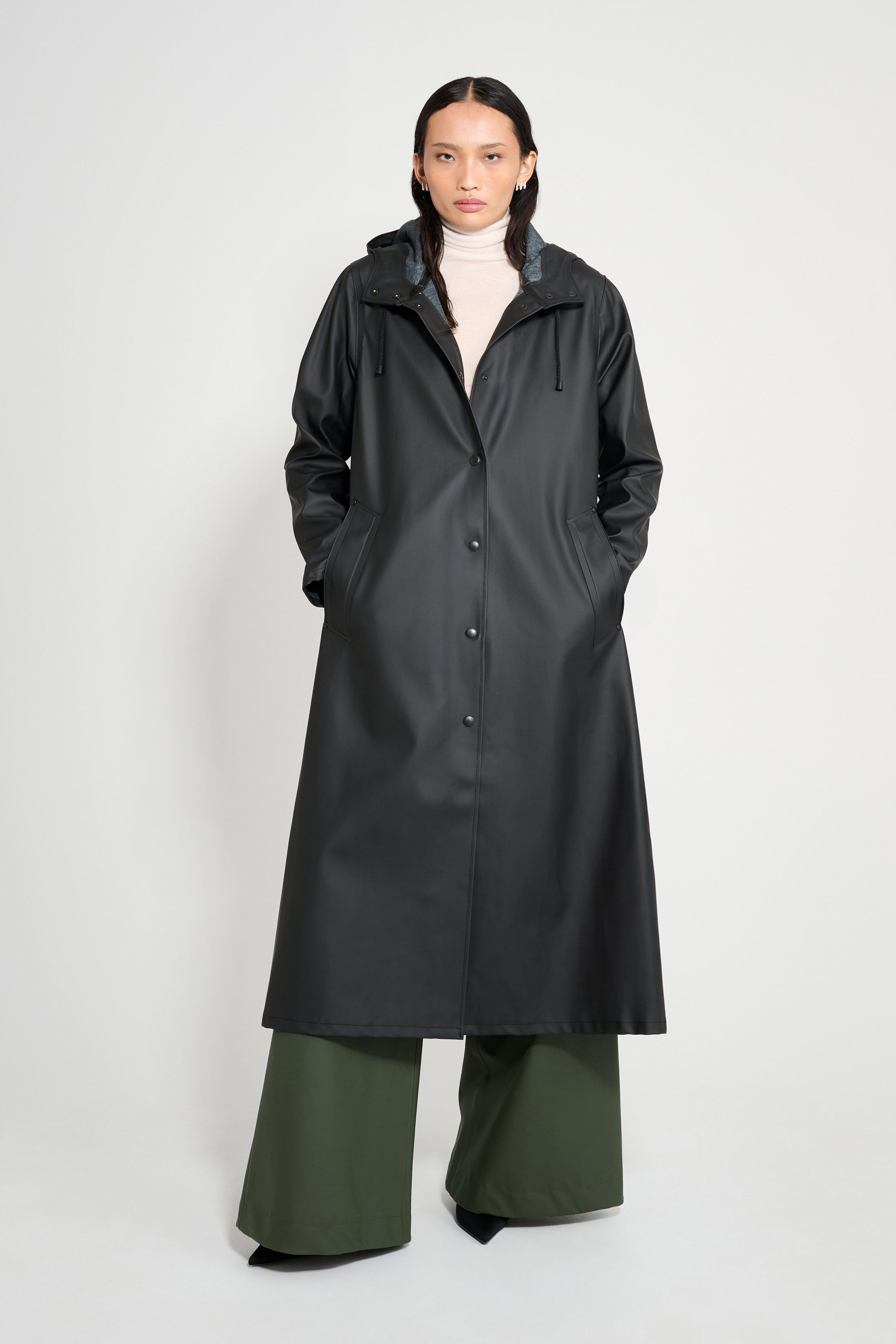 stutterheim mosebacke long raincoat black women jackets raincoats