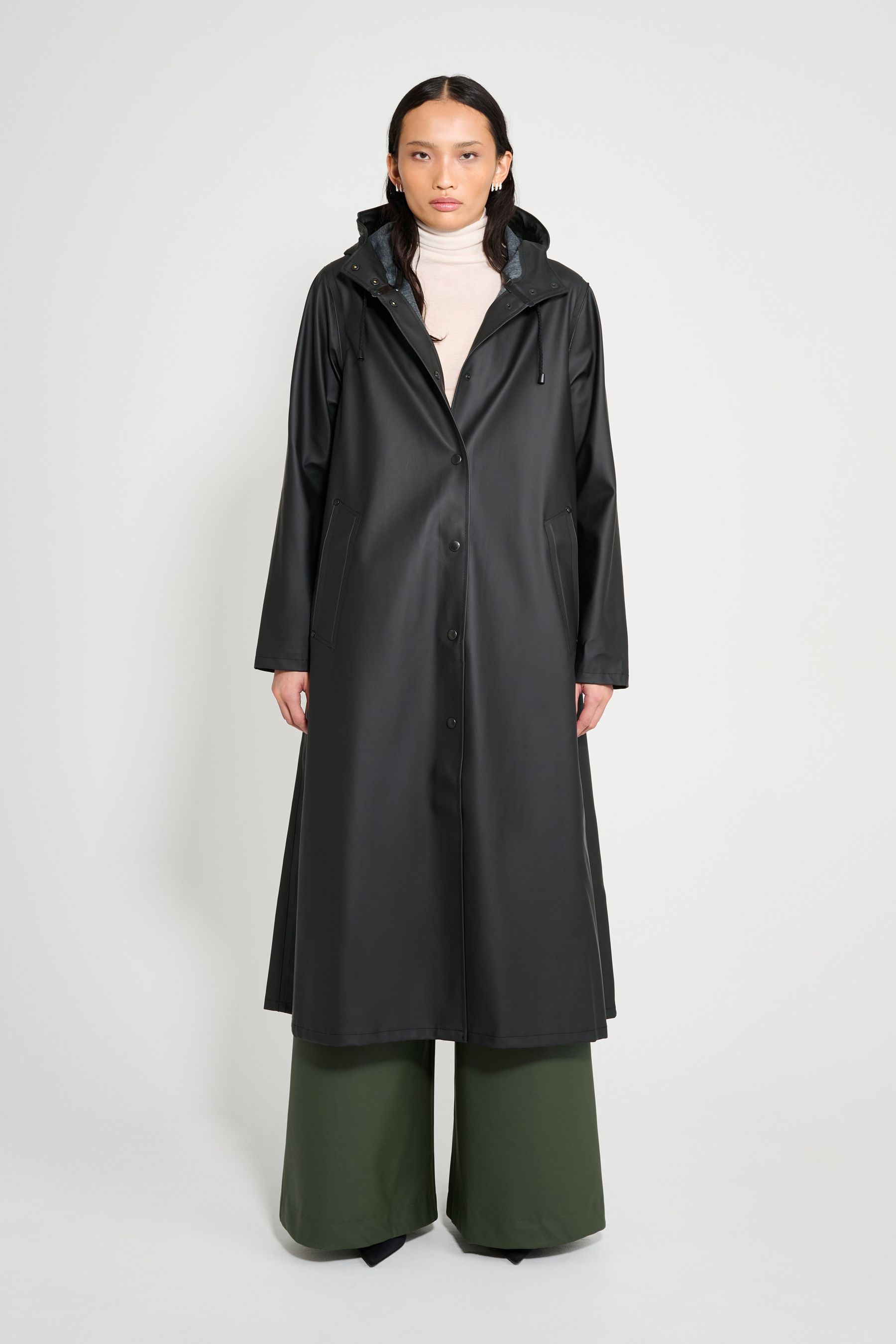 stutterheim mosebacke long raincoat black women jackets raincoats
