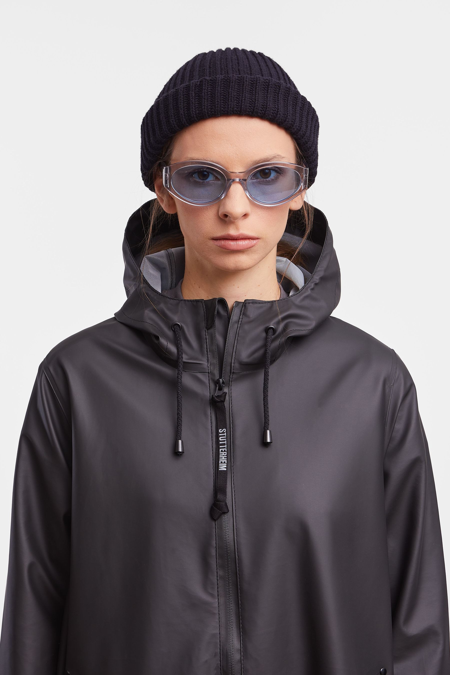 stutterheim mosebacke long lightweight zip raincoat black women jackets raincoats