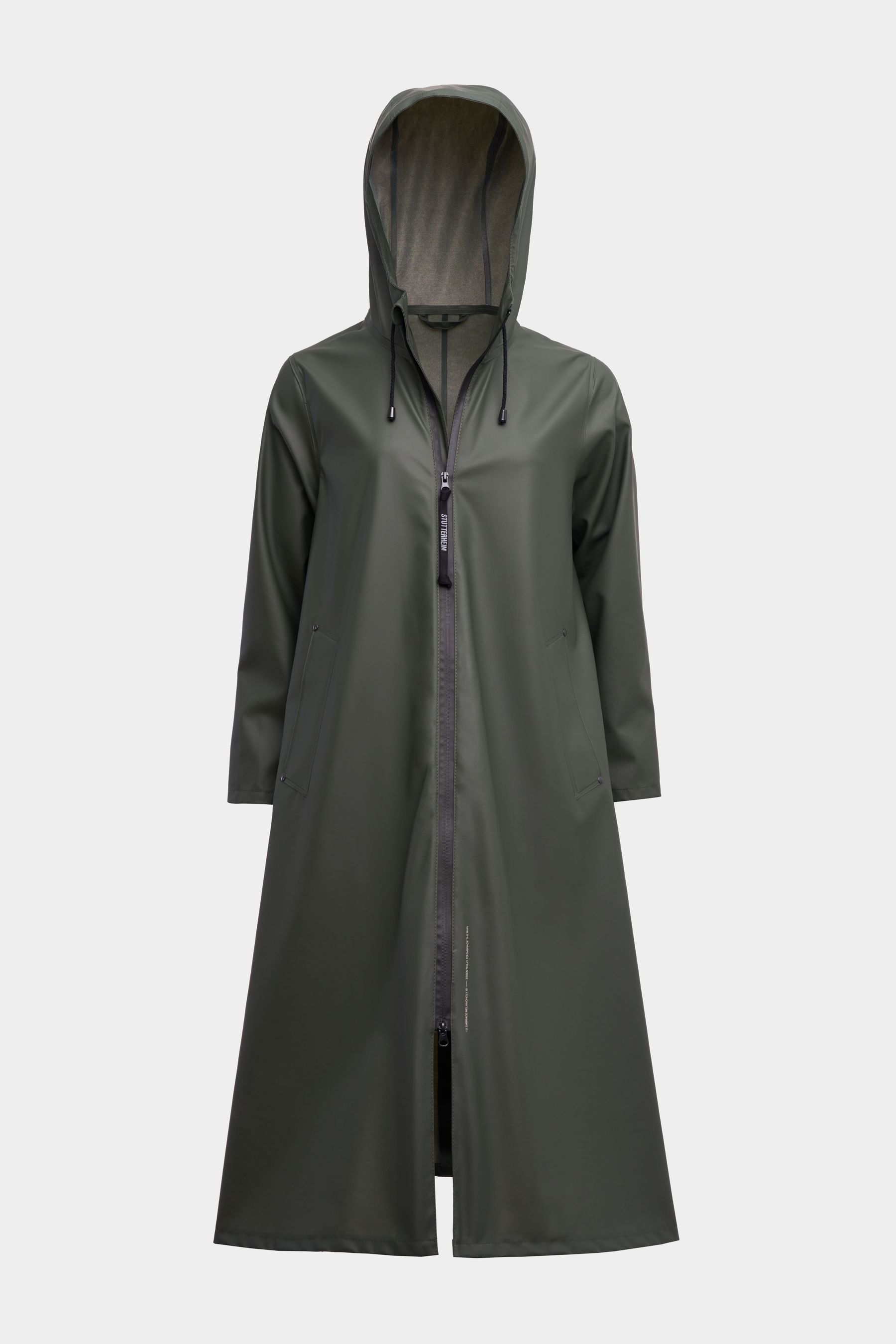 stutterheim mosebacke long lightweight zip raincoat green women jackets raincoats
