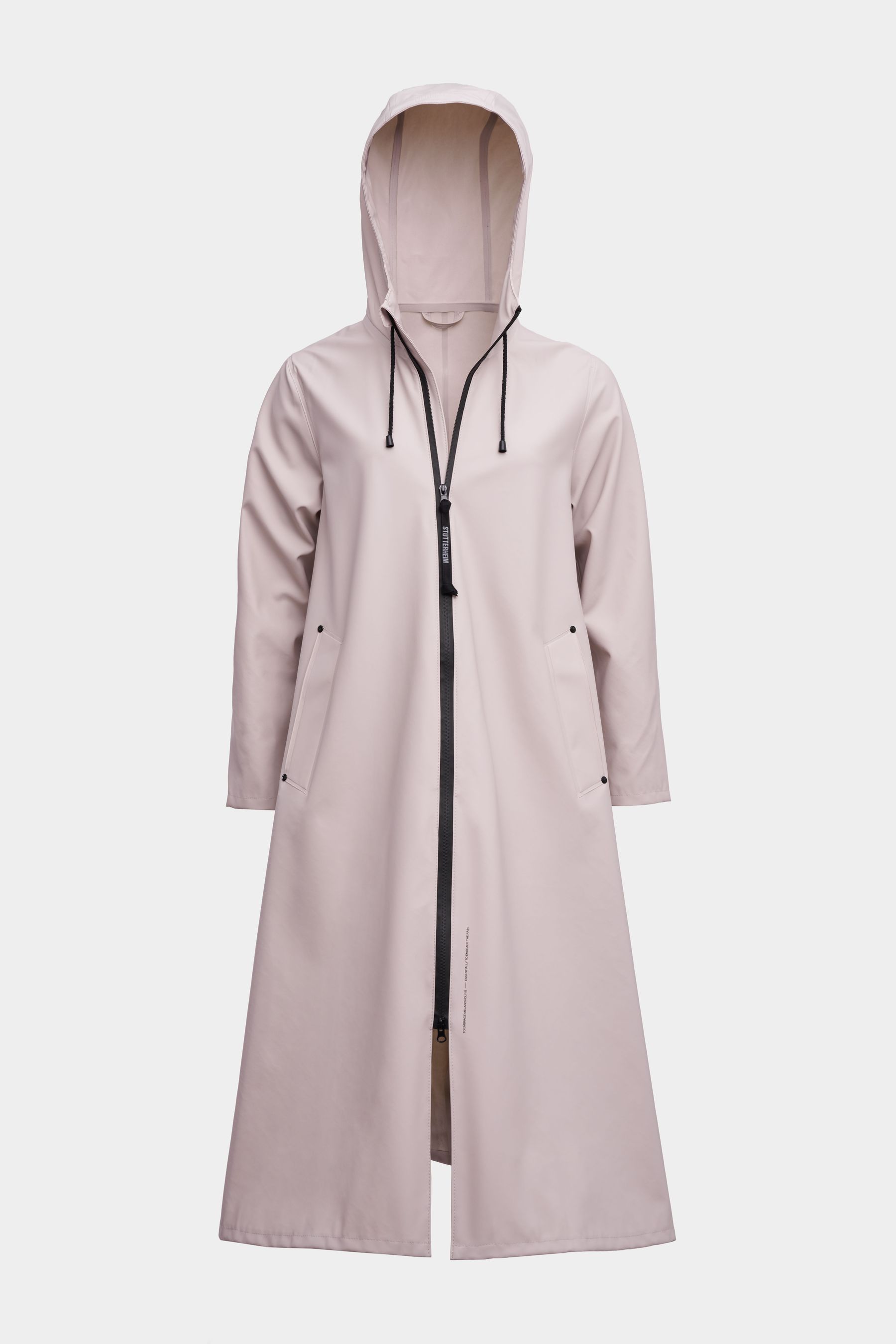 stutterheim mosebacke long lightweight zip raincoat light sand women jackets raincoats