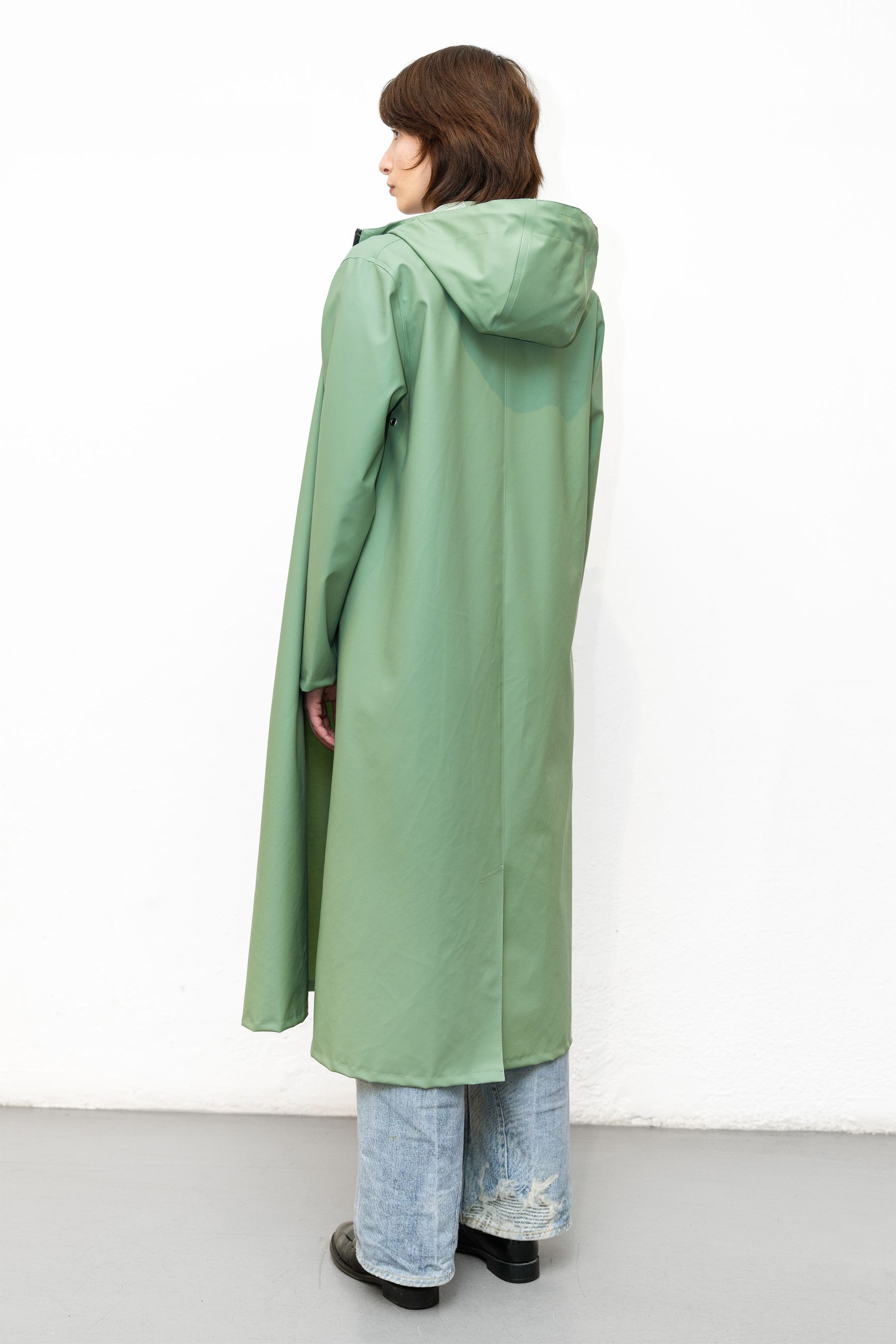 stutterheim mosebacke long zip raincoat loden green women jackets