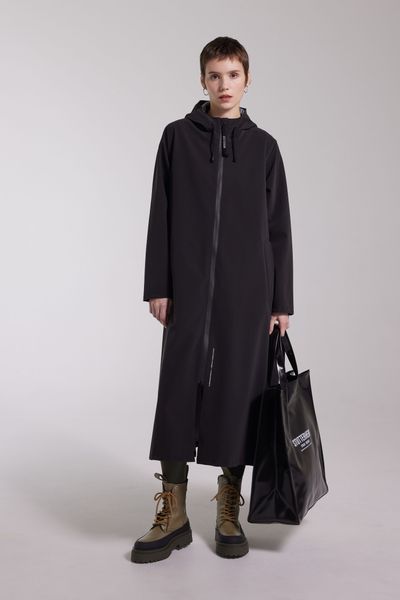 Mosebacke Long Matte Zip Raincoat Black | STUTTERHEIM US