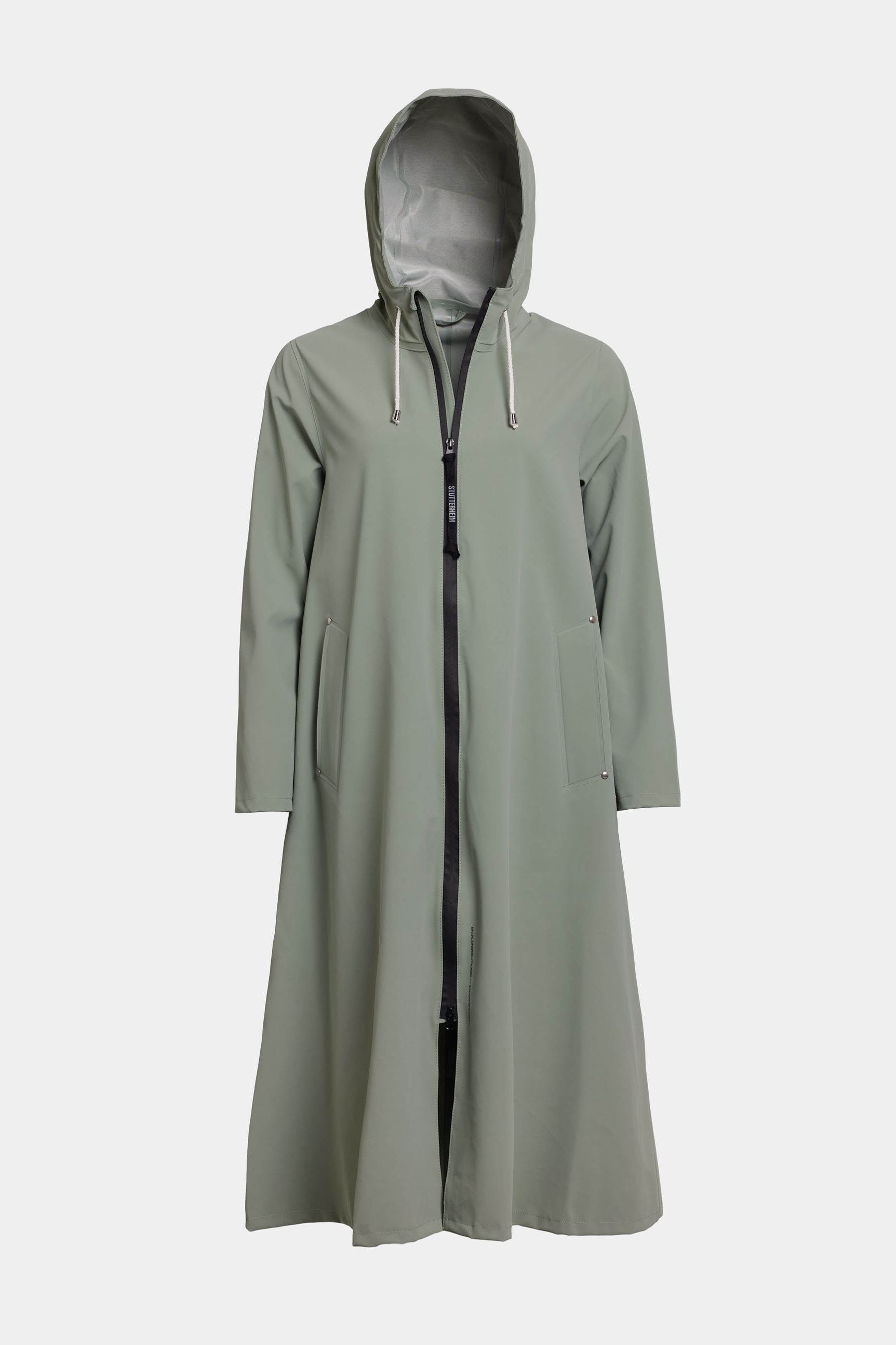 stutterheim mosebacke long lightweight zip matte raincoat comet women jackets long-raincoats