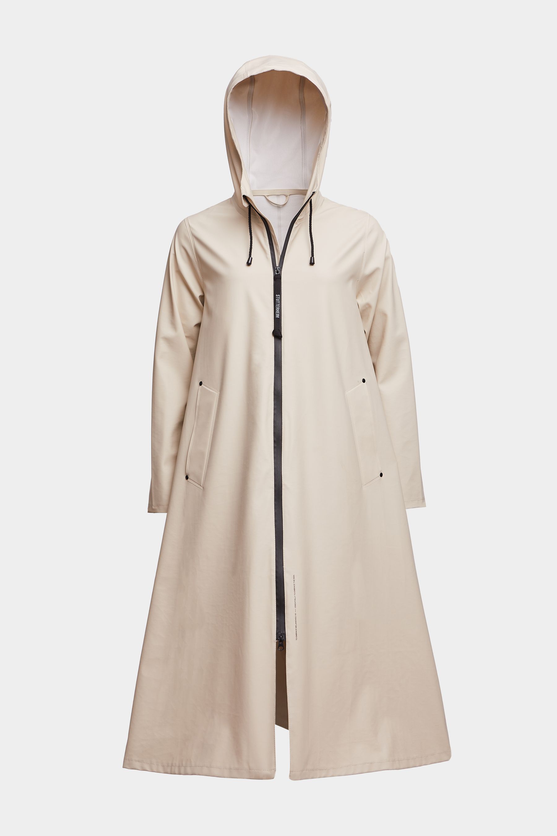 stutterheim mosebacke long lightweight zip raincoat oyster women jackets raincoats