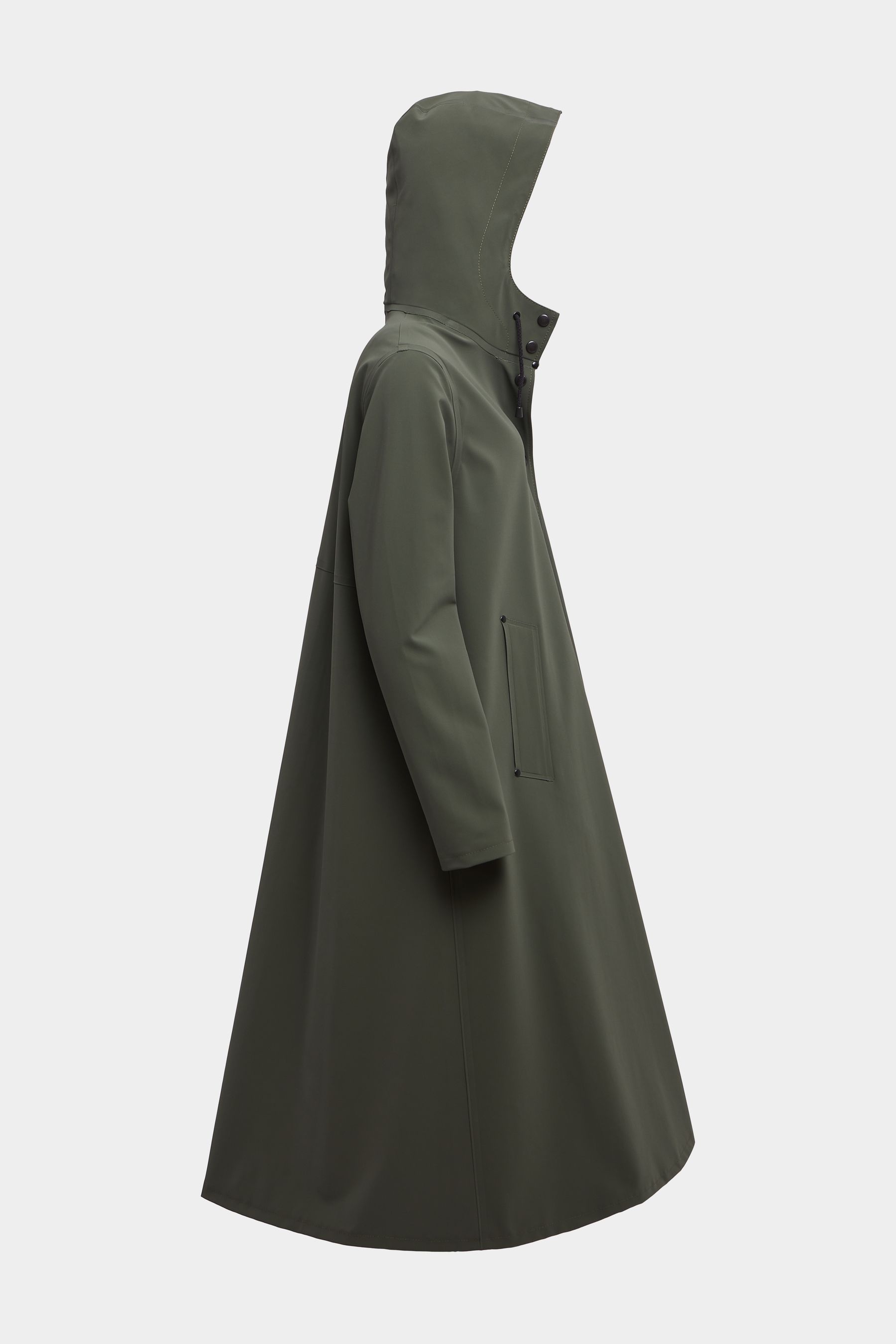 stutterheim mosebacke long matte print raincoat dark green women jackets raincoats