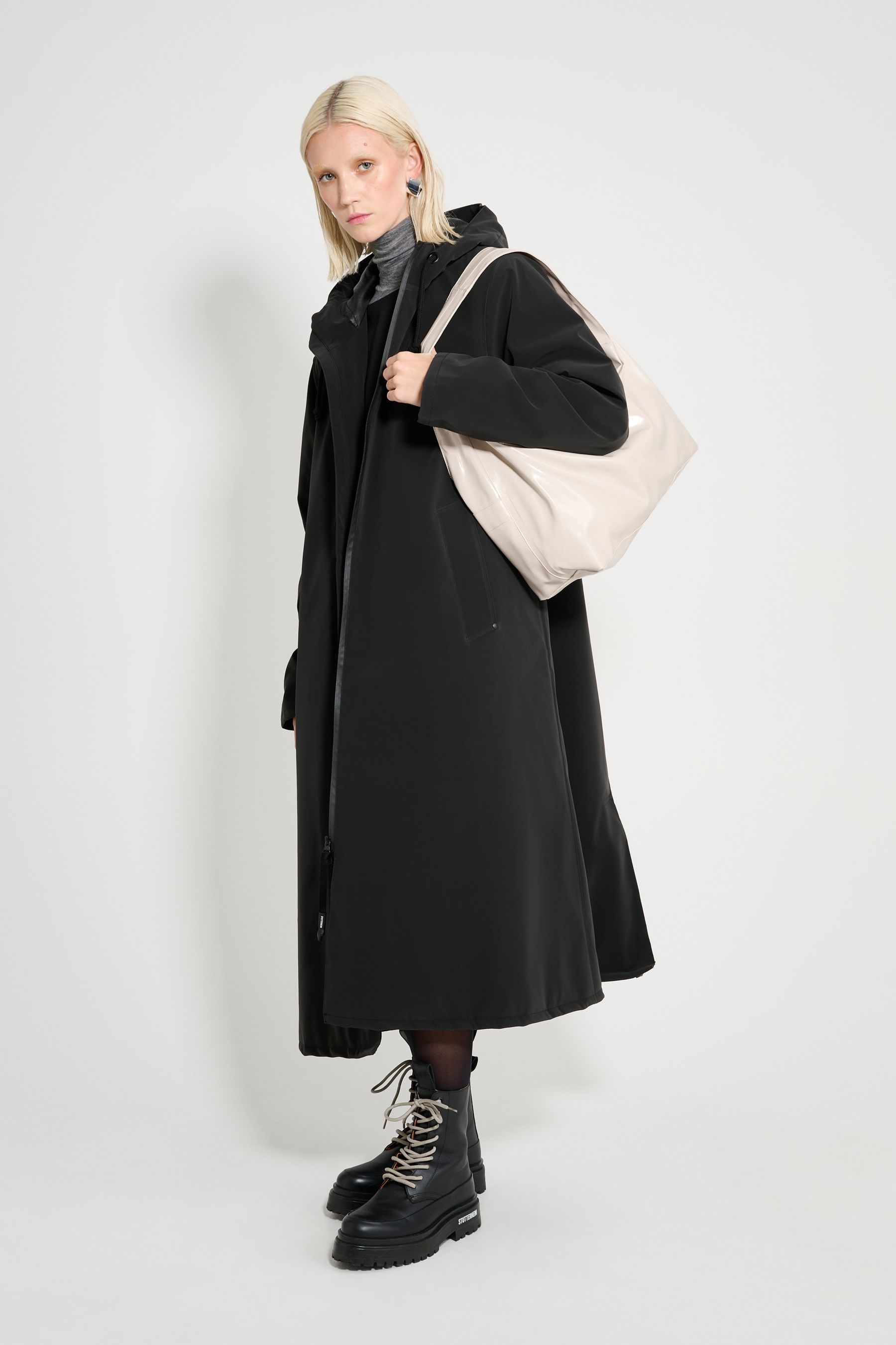 stutterheim mosebacke long matte winter coat black women jackets winter-coats