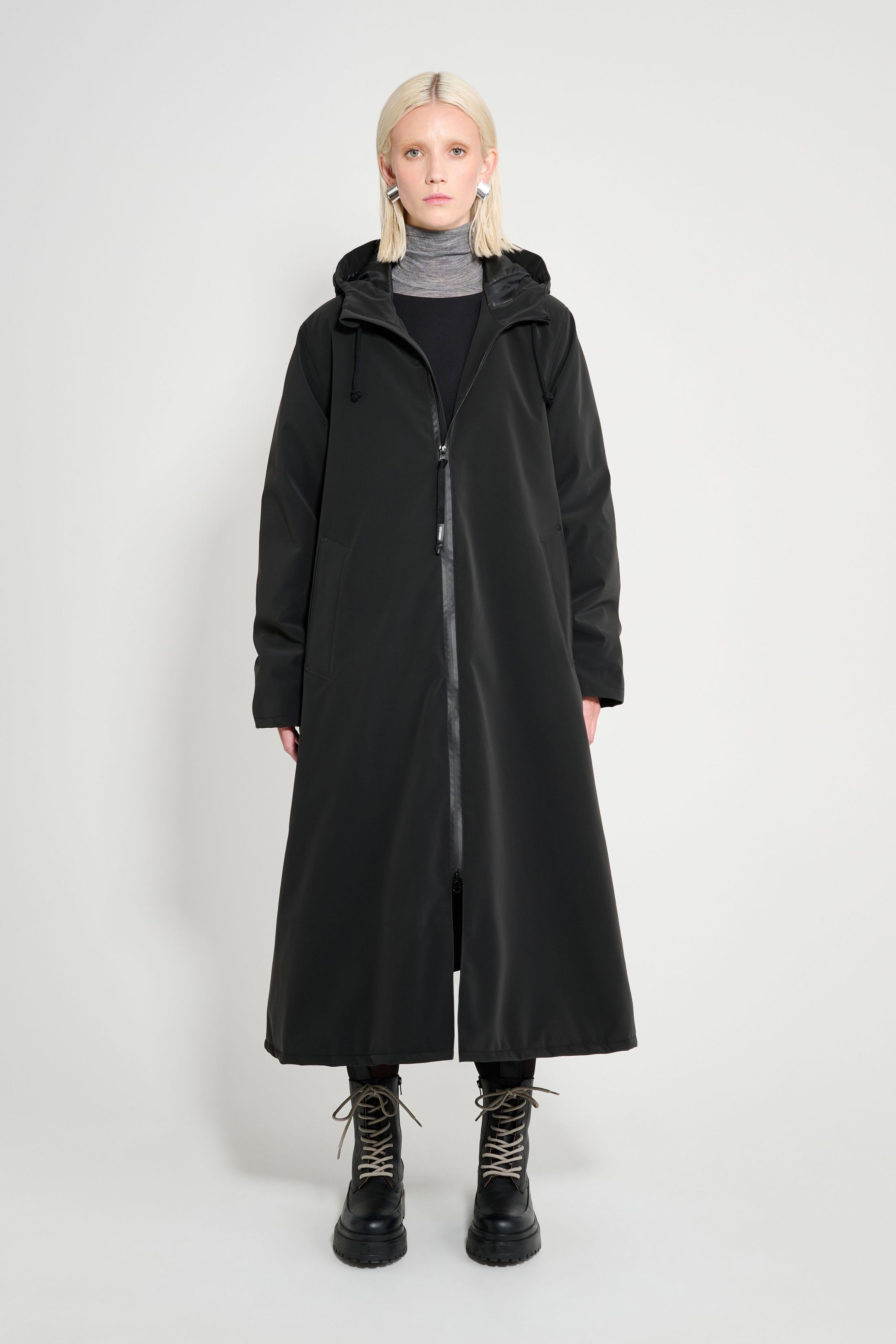 stutterheim mosebacke long matte winter coat black women jackets winter-coats