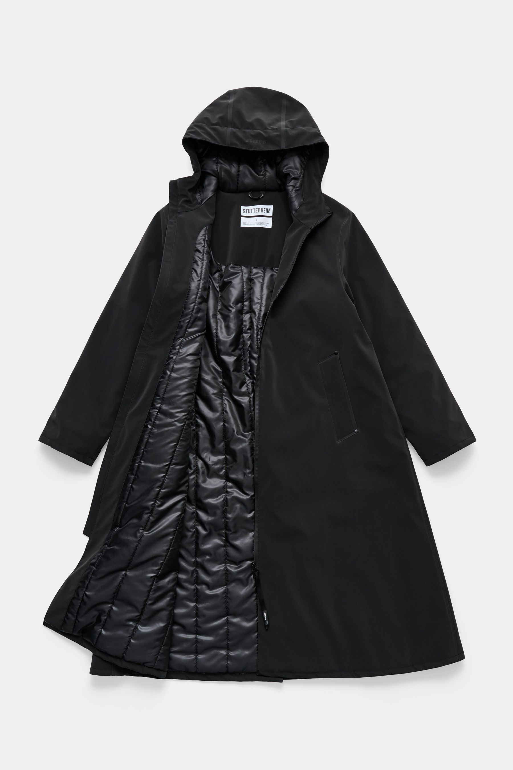 stutterheim mosebacke long matte winter coat black women jackets winter-coats