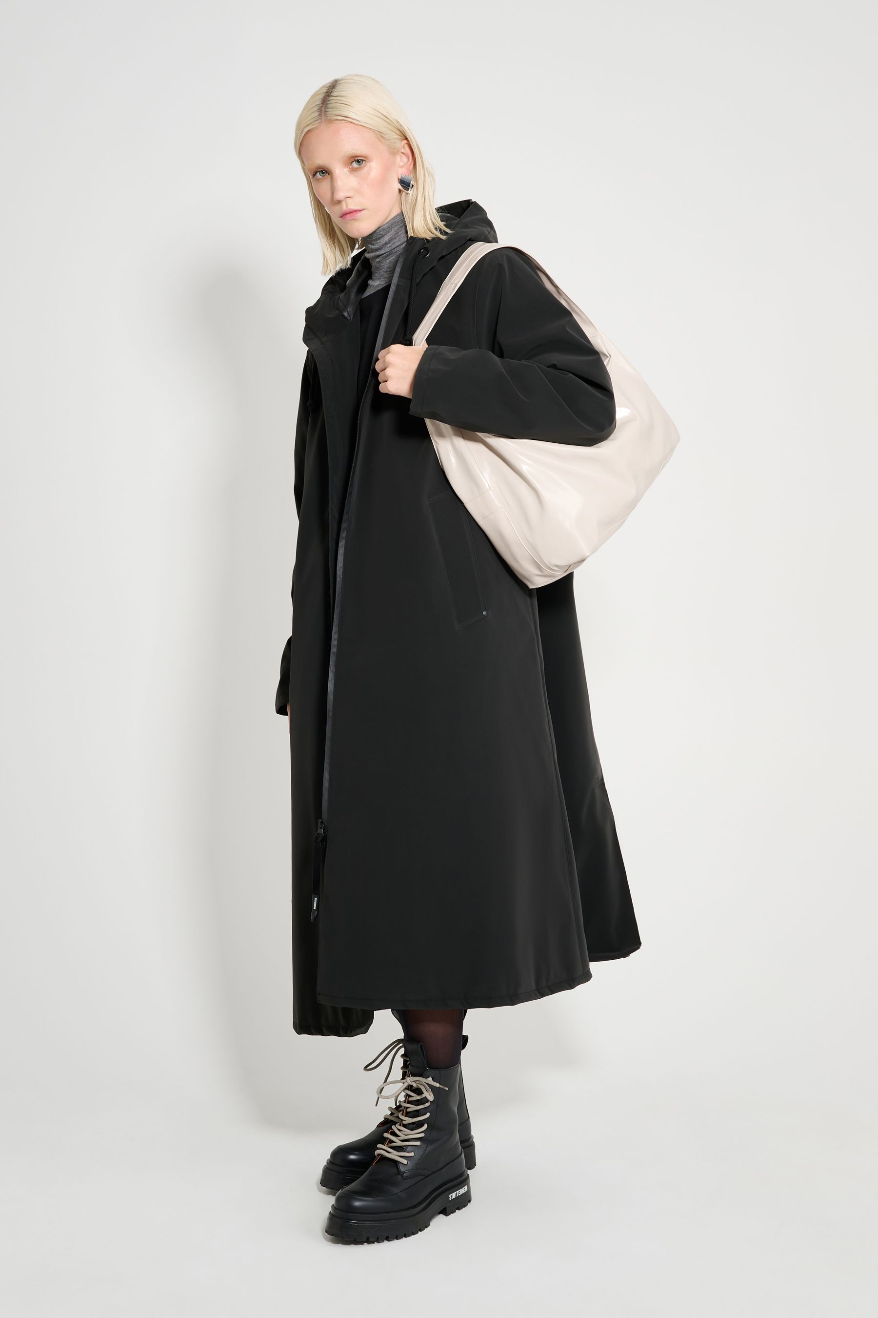 stutterheim mosebacke long matte winter coat black women jackets winter-coats