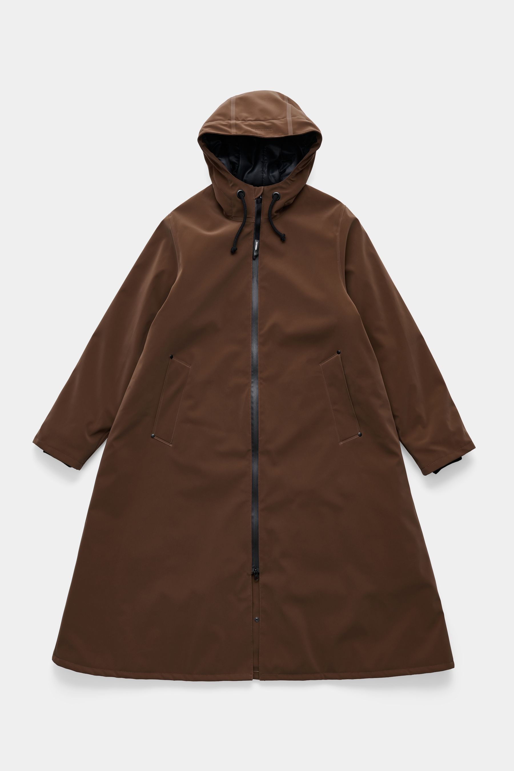 stutterheim mosebacke long matte winter coat dark brown women jackets winter-coats