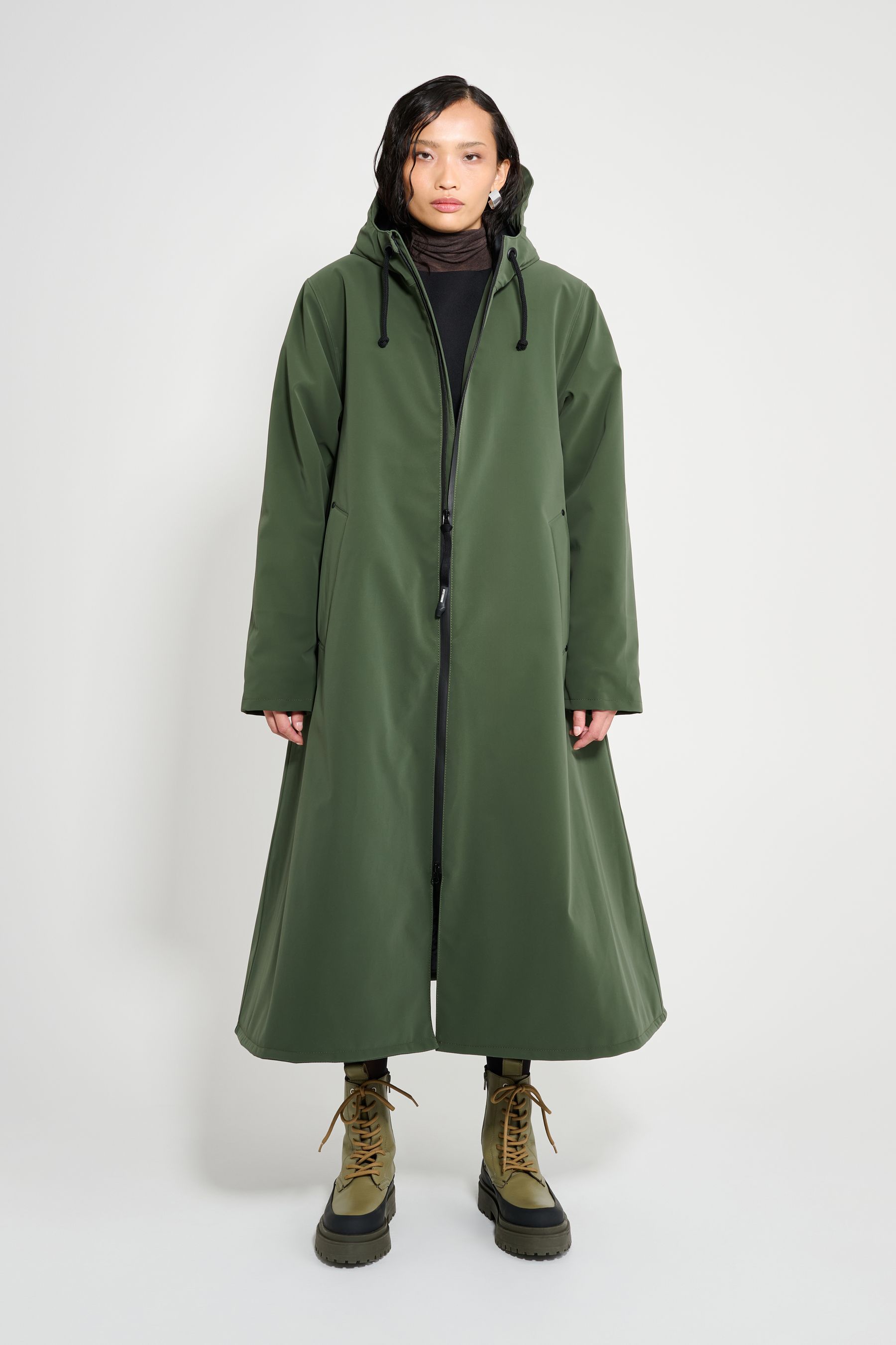stutterheim mosebacke long matte winter coat green women jackets winter-coats