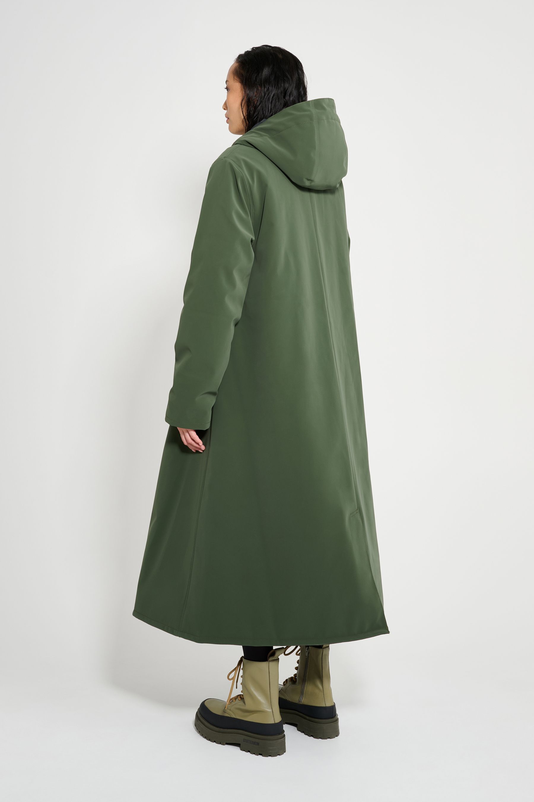 stutterheim mosebacke long matte winter coat green women jackets winter-coats