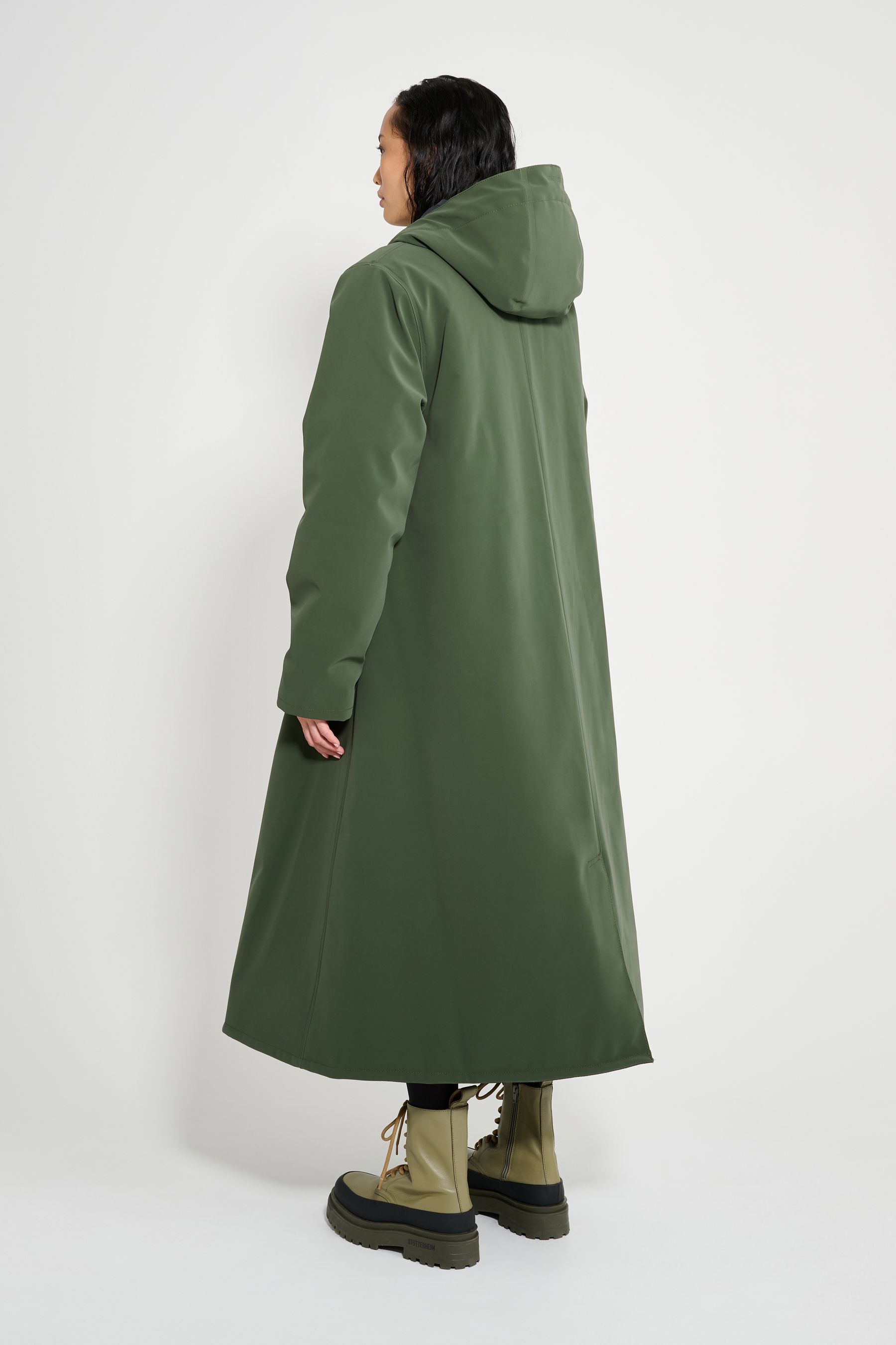stutterheim mosebacke long matte winter coat green women jackets winter-coats