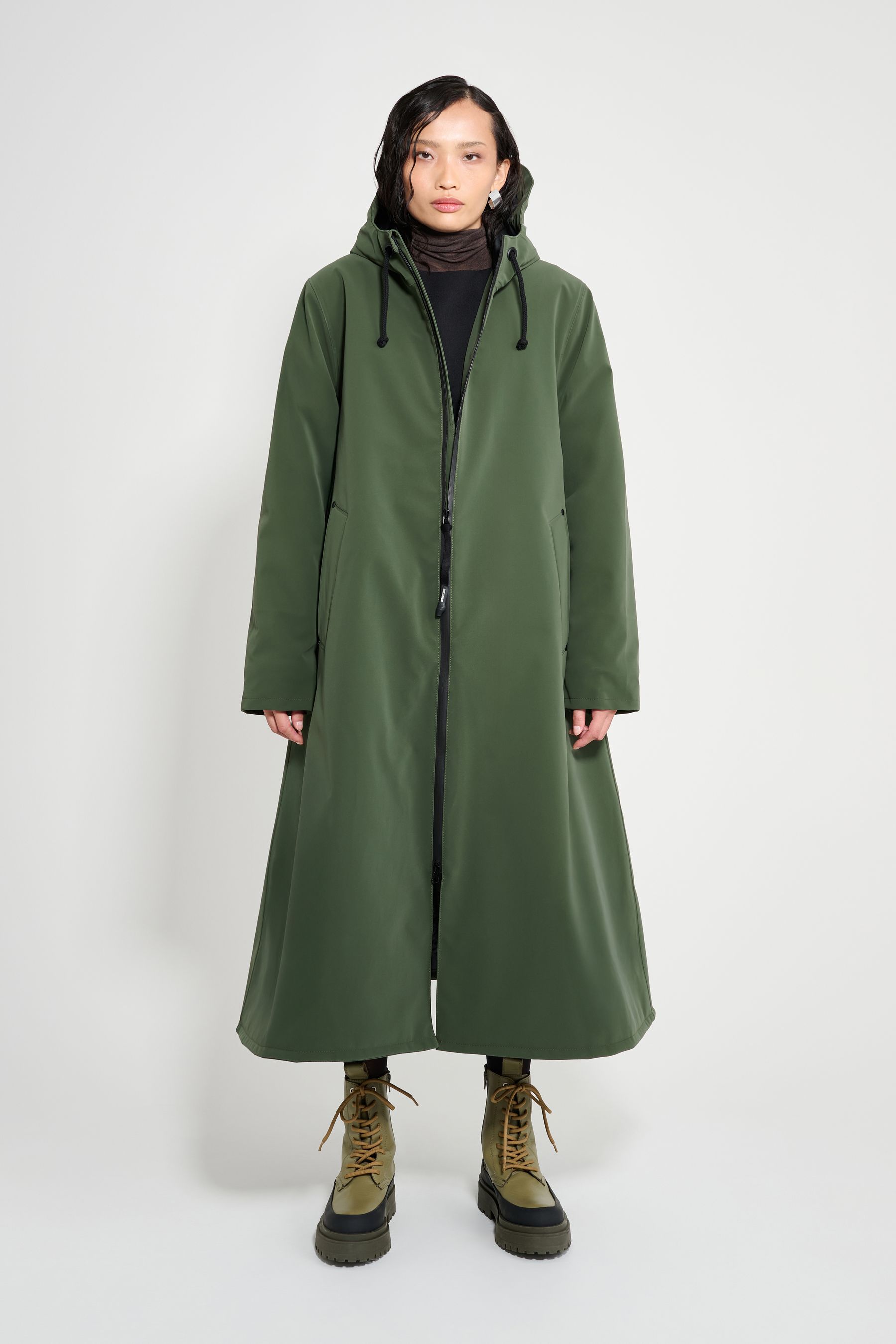 stutterheim mosebacke long matte winter coat green women jackets winter-coats