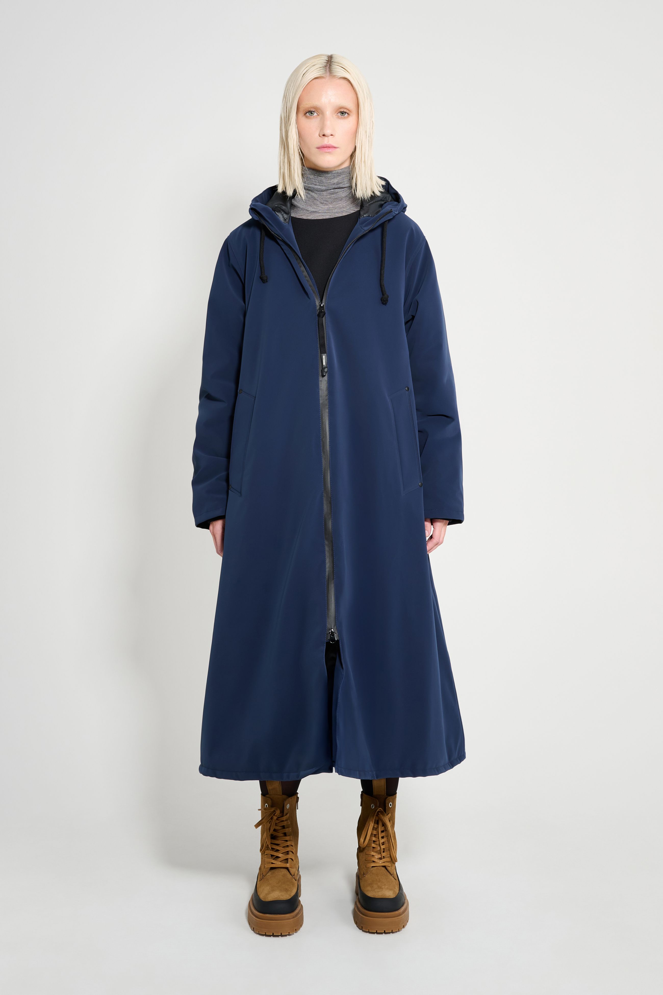 stutterheim mosebacke long matte winter coat navy women jackets winter-coats