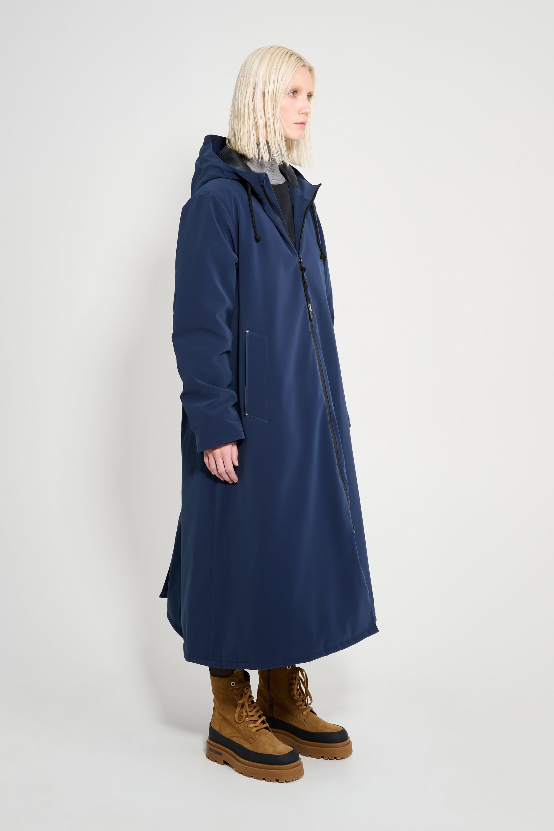 stutterheim mosebacke long matte winter coat navy women jackets winter-coats