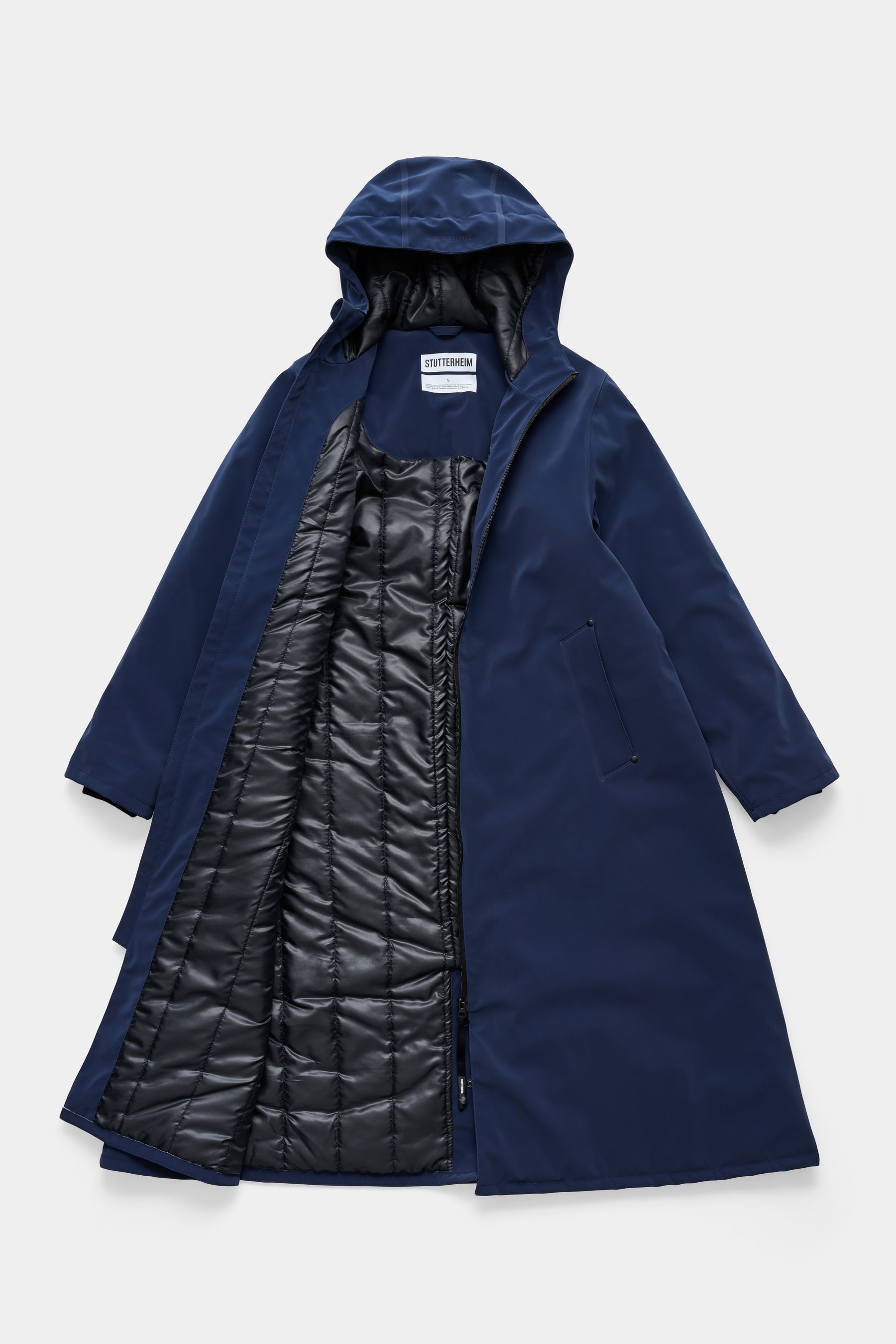 stutterheim mosebacke long matte winter coat navy women jackets winter-coats
