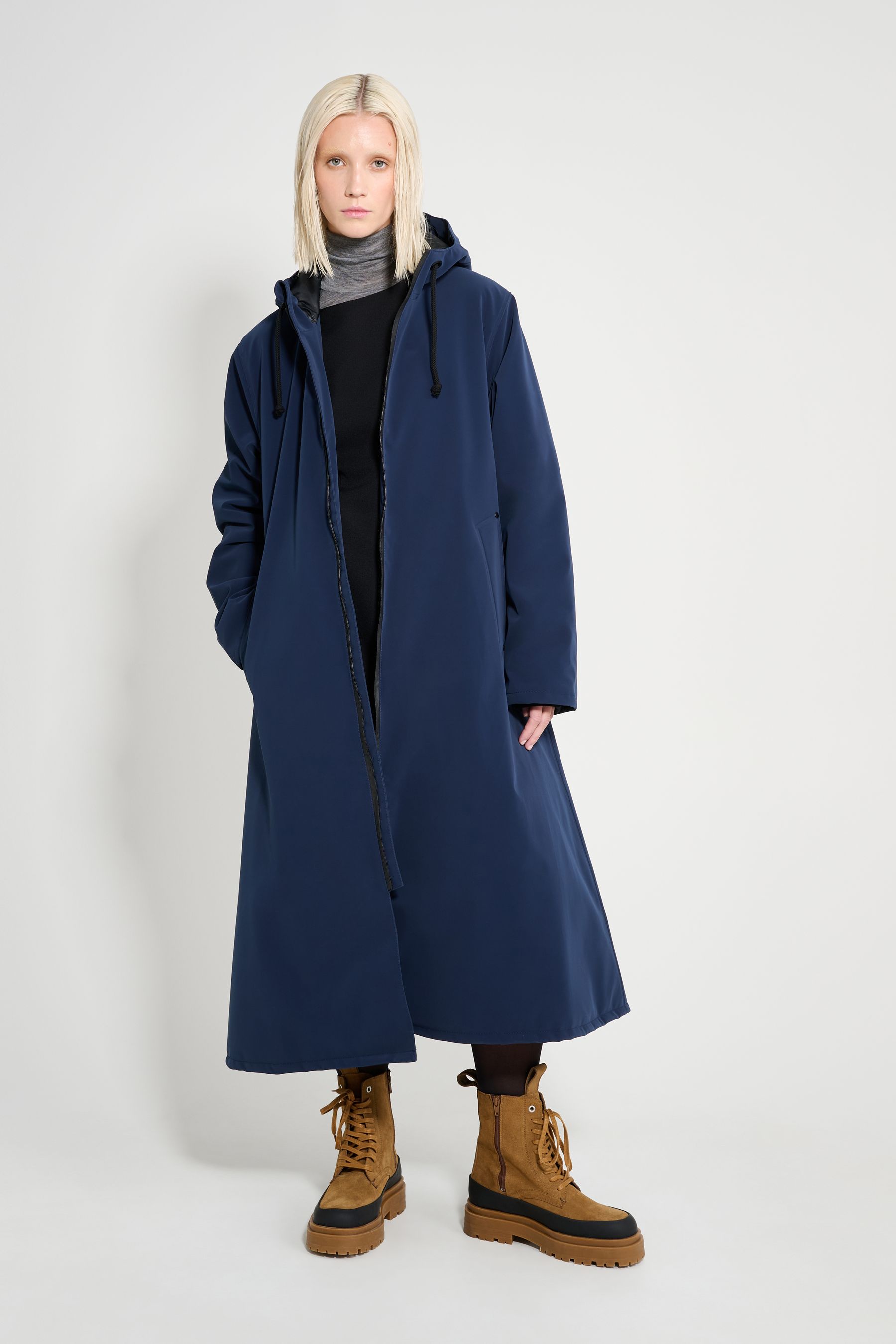 stutterheim mosebacke long matte winter coat navy women jackets winter-coats