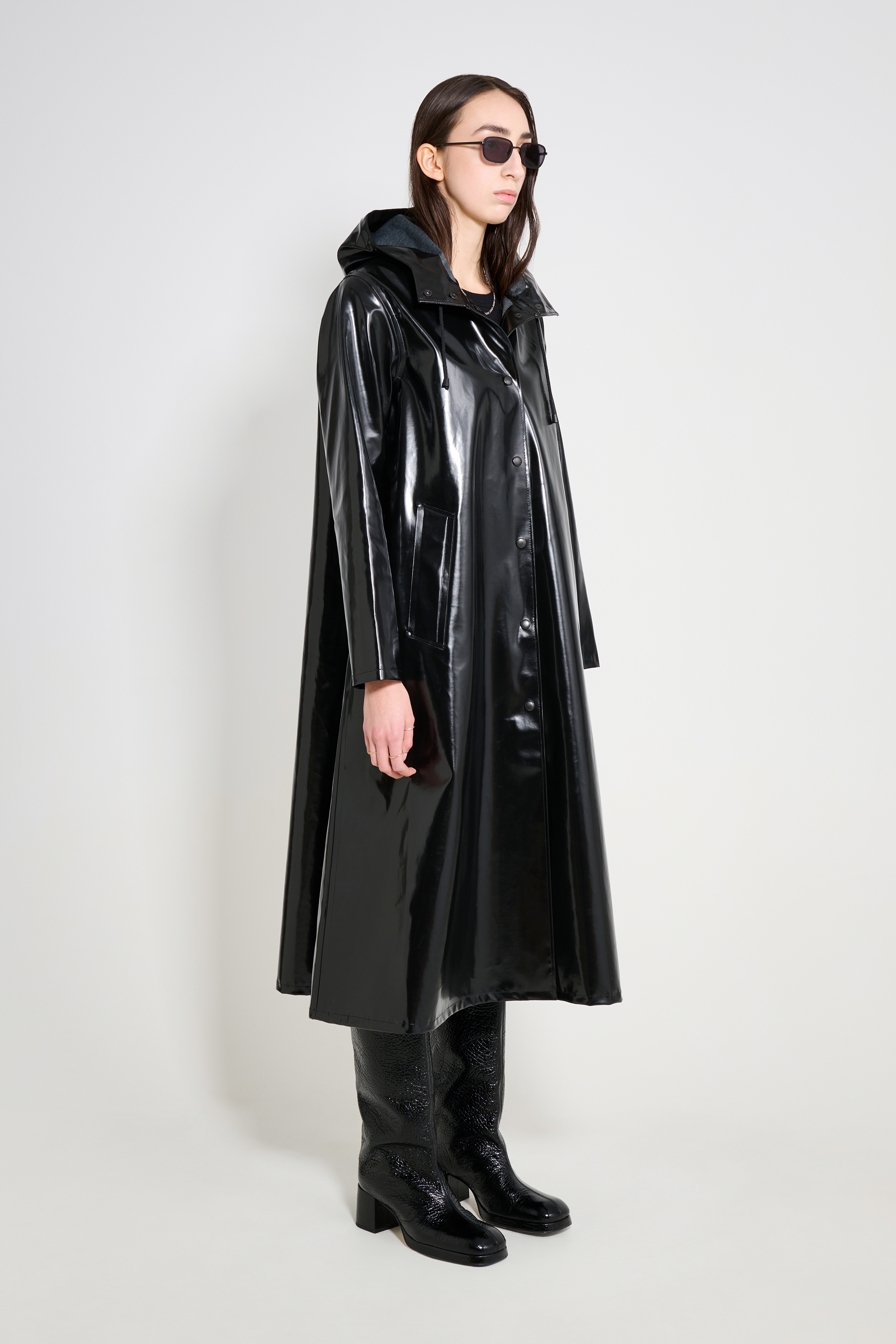 Mosebacke Long Opal Raincoat Black | STUTTERHEIM US