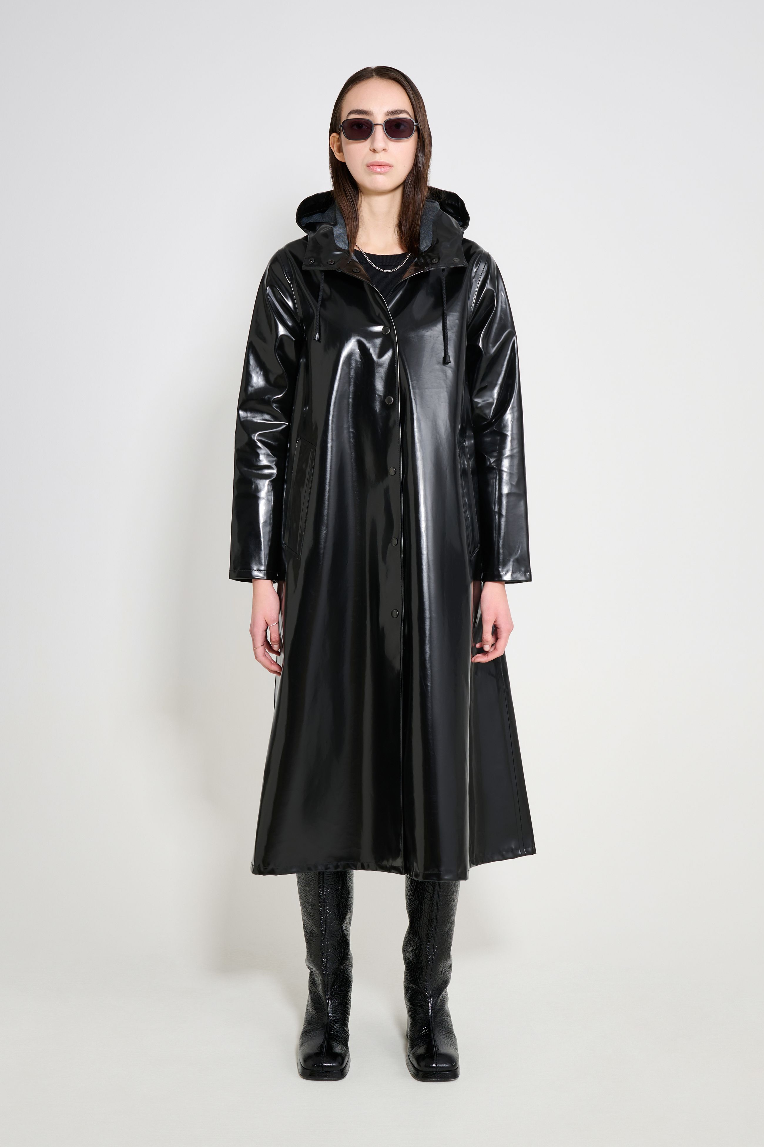 stutterheim mosebacke long opal raincoat black women jackets raincoats