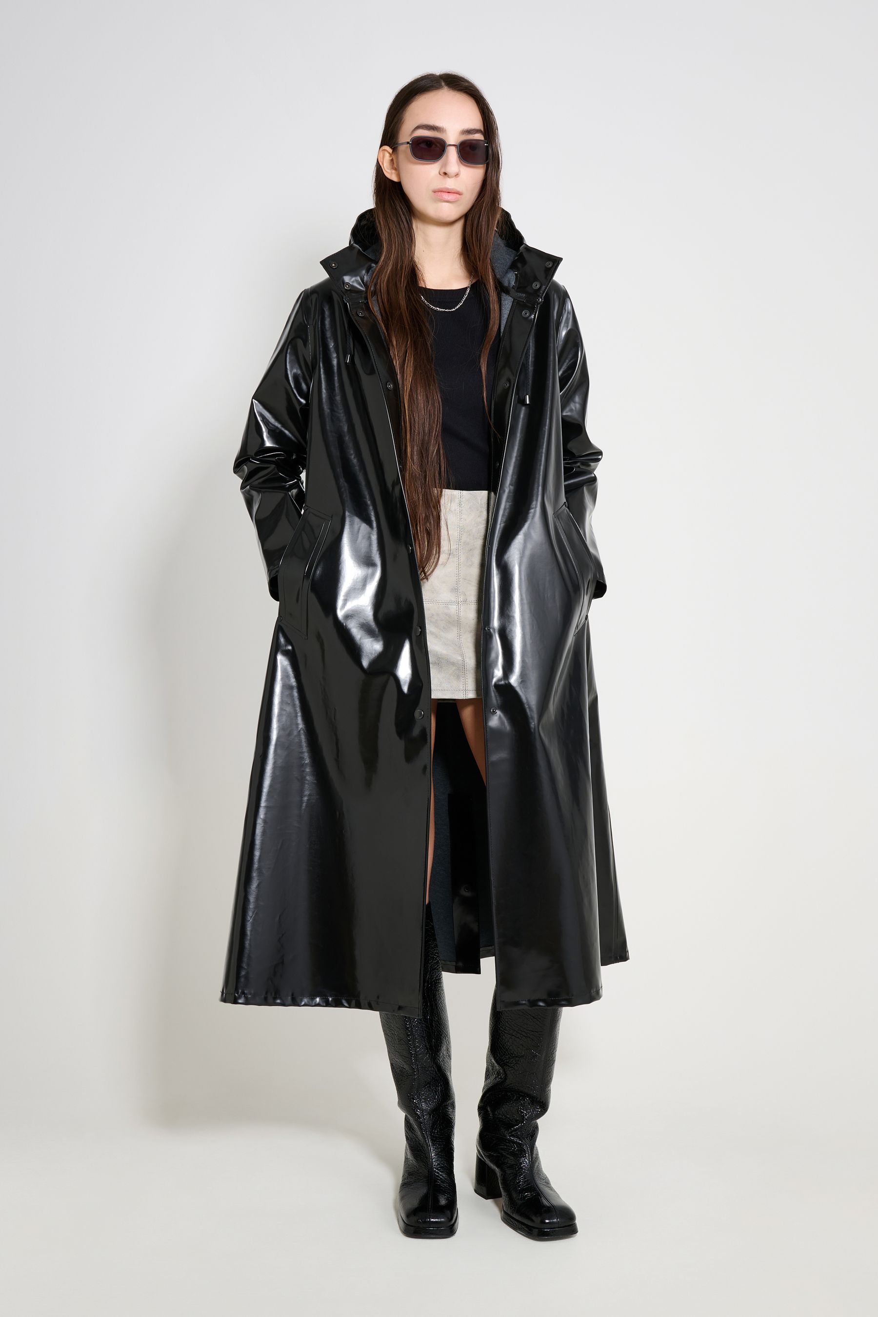 stutterheim mosebacke long opal raincoat black women jackets raincoats