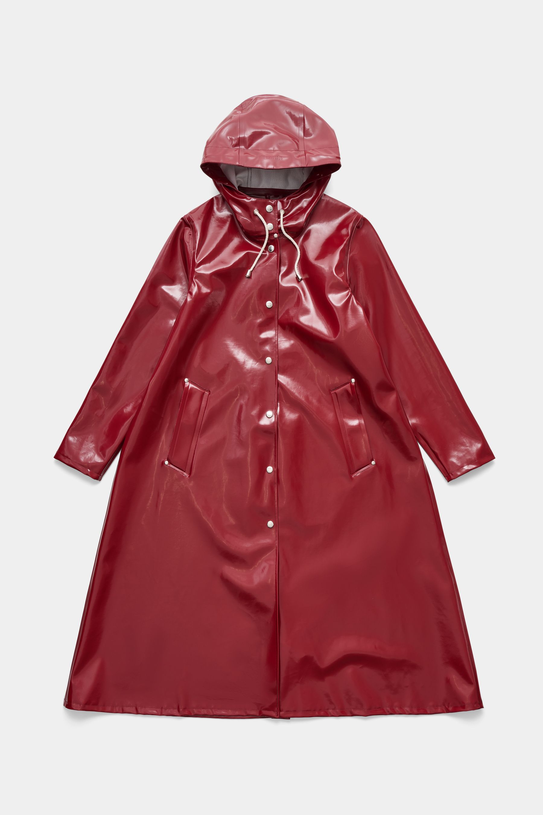 stutterheim mosebacke long opal raincoat burgundy women jackets long-raincoats