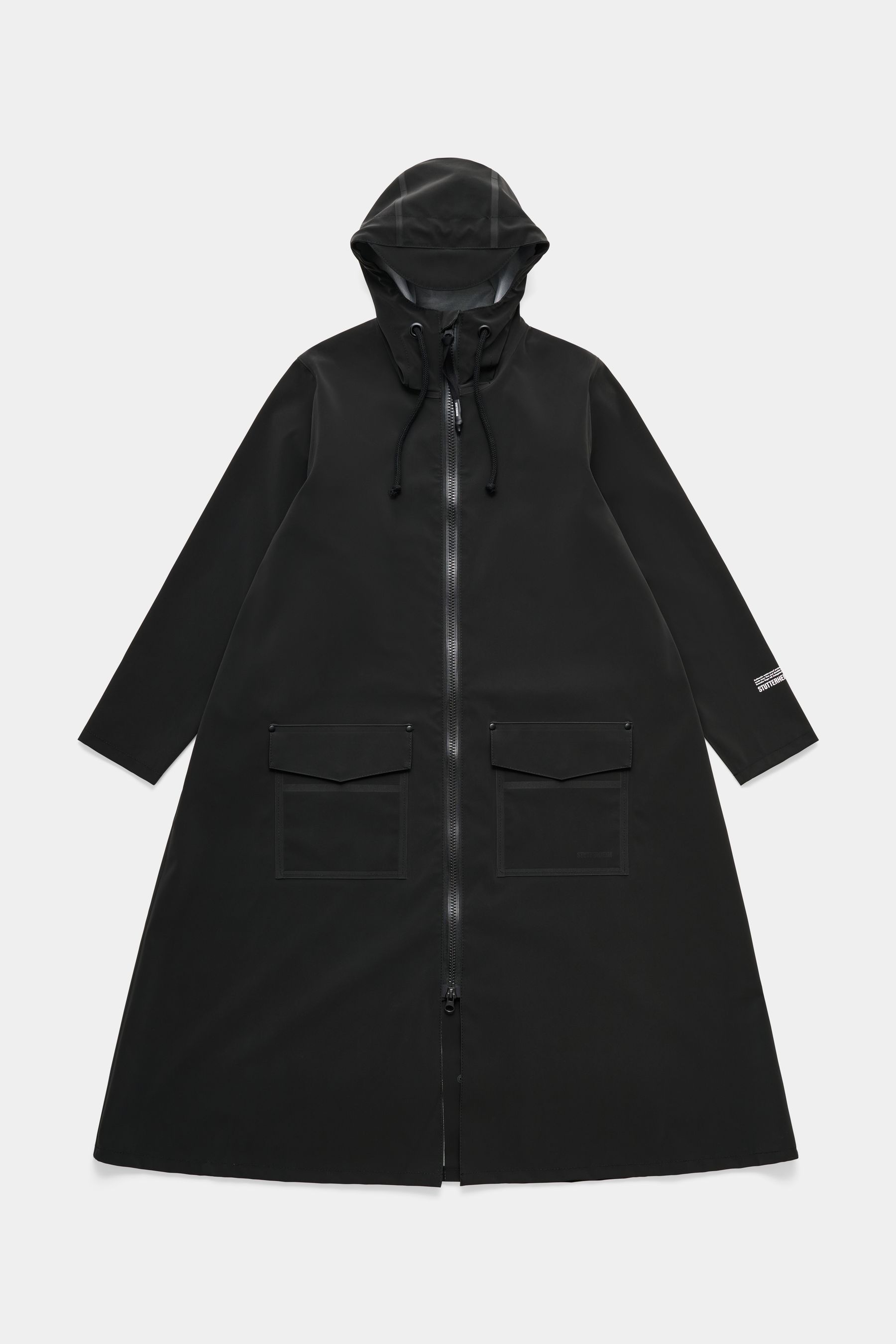stutterheim mosebacke long patch black women jackets long-raincoats