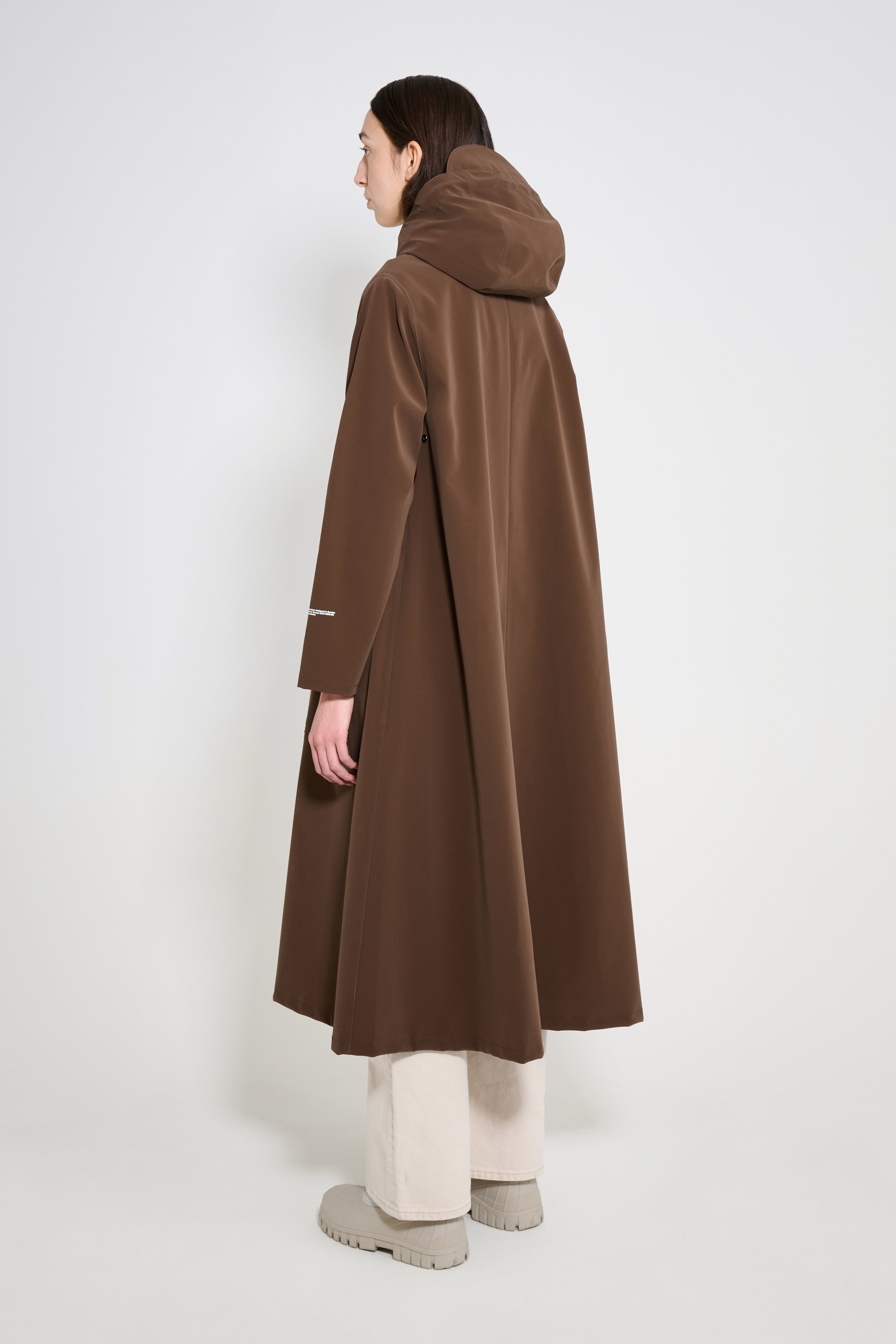 Mosebacke Long Patch Raincoat Dark Brown | STUTTERHEIM US