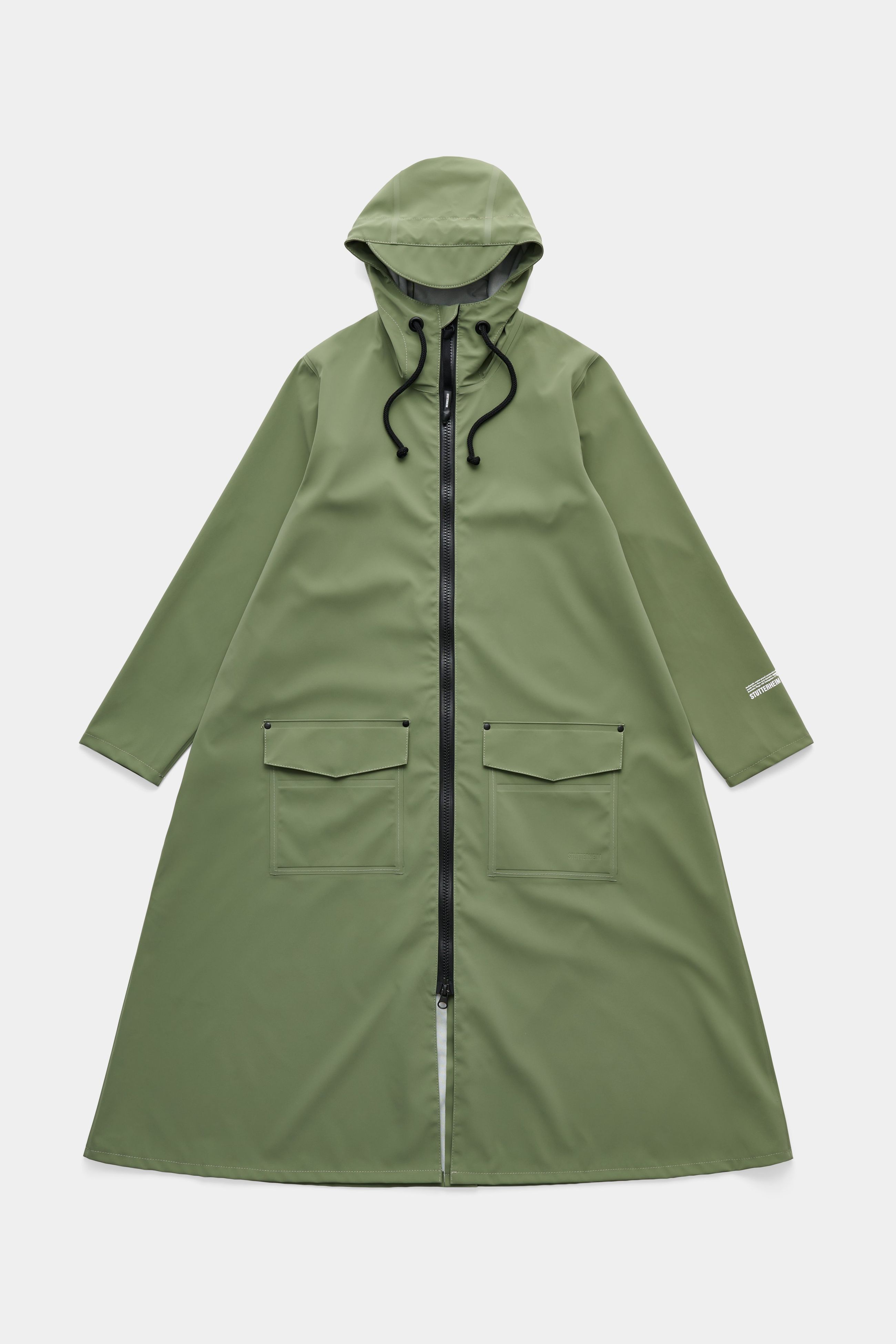 stutterheim mosebacke long patch dry green women jackets long-raincoats