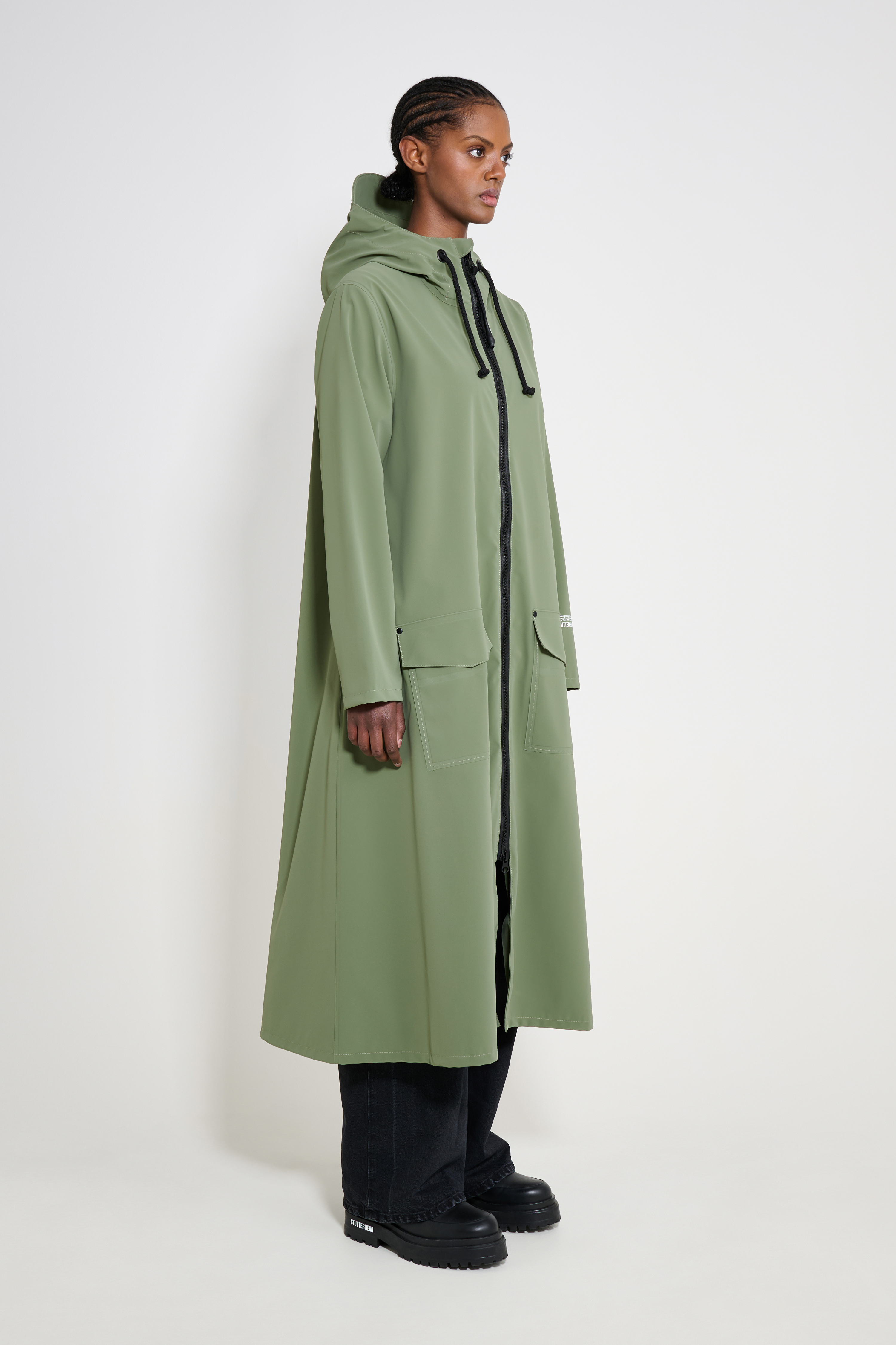 Mosebacke Long Patch Raincoat Dry Green | STUTTERHEIM US
