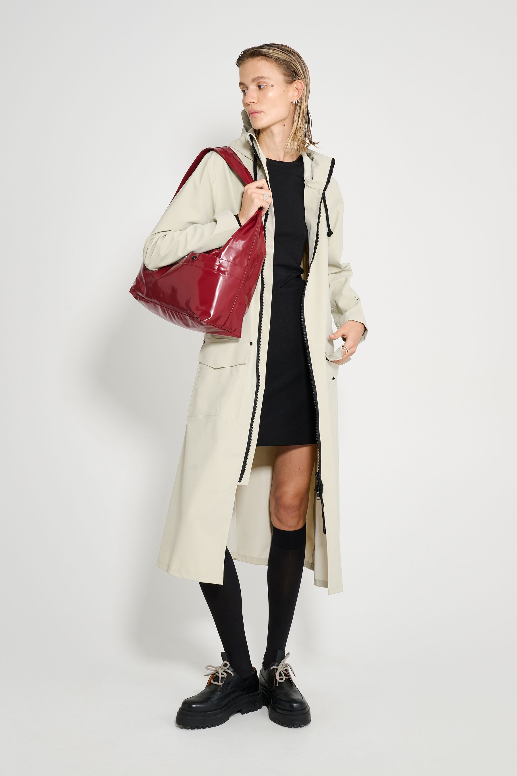 stutterheim mosebacke long patch pelican women jackets long-raincoats